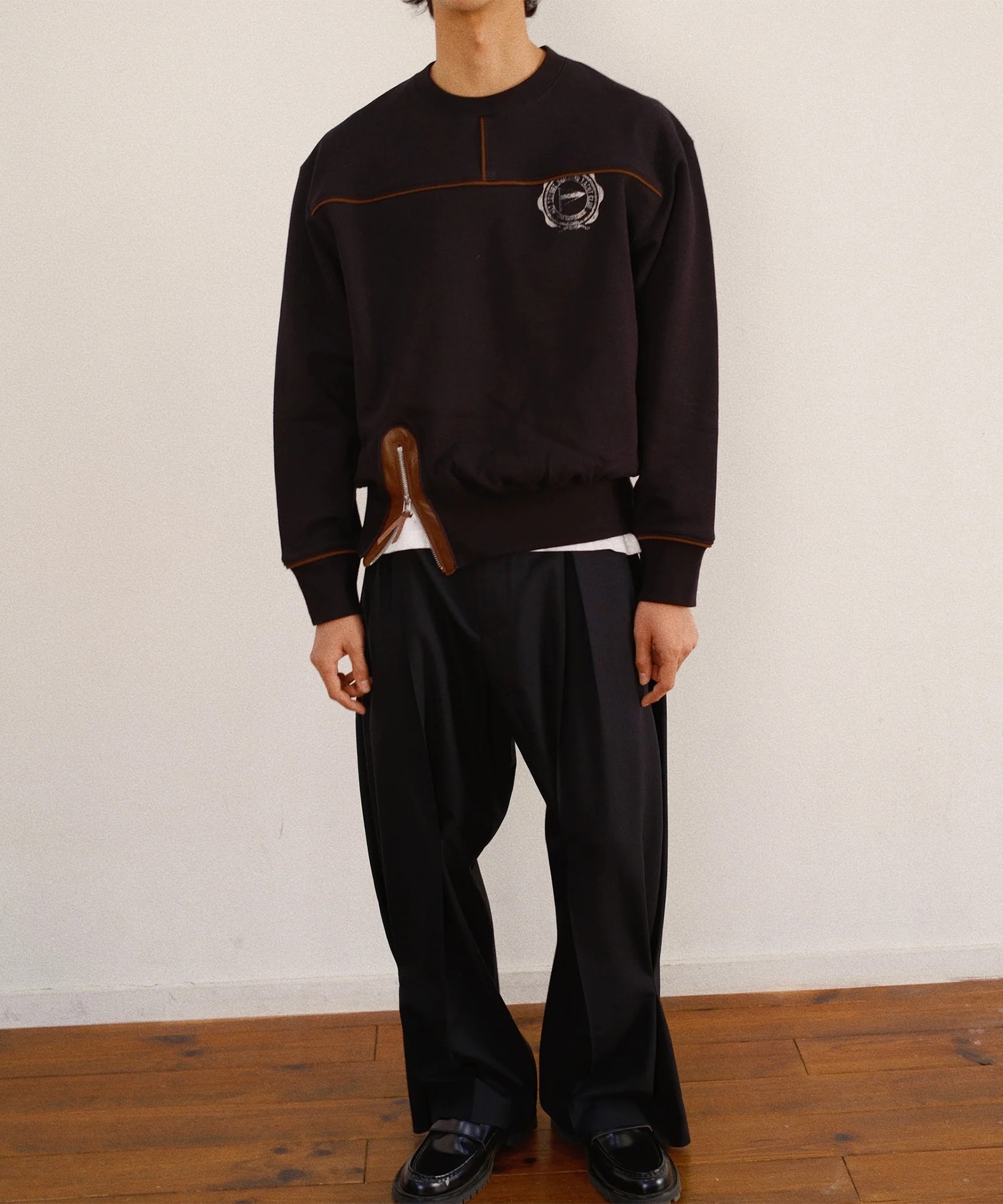 Leather-Trimmed Sweatshirt KHOKI