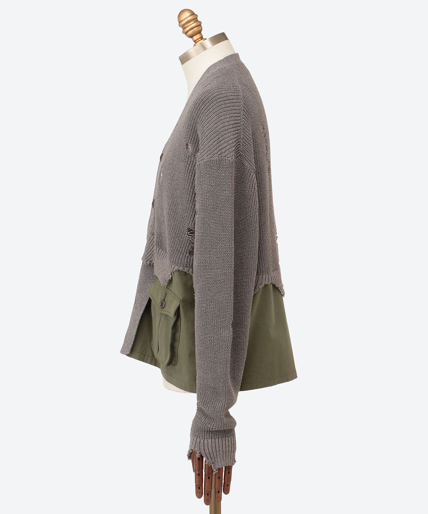 Destroyed Knit Cardigan KHOKI