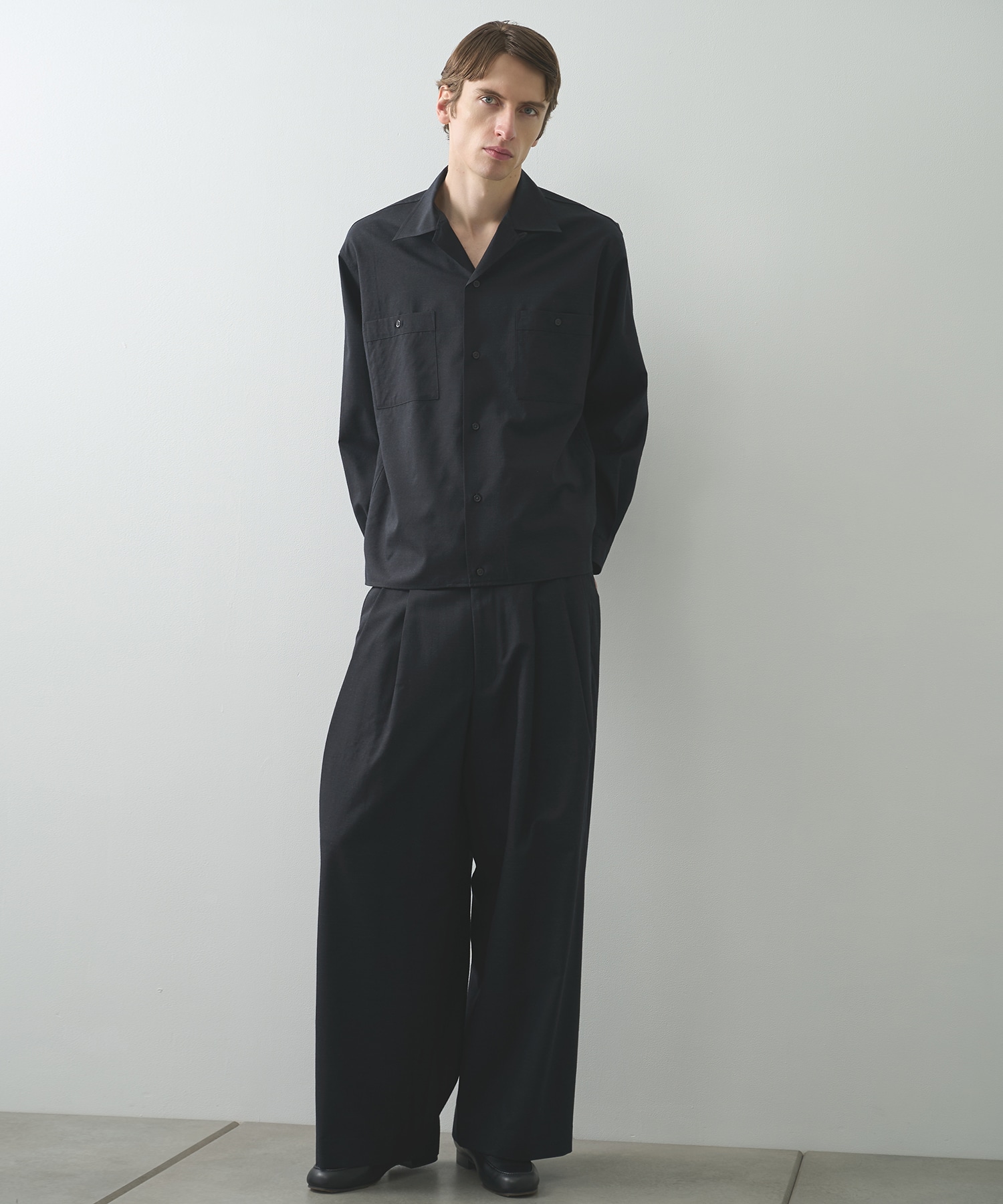 2/72ウールトロピカルワッシャー / ツータックバギートラウザーズ MARKAWARE/marka