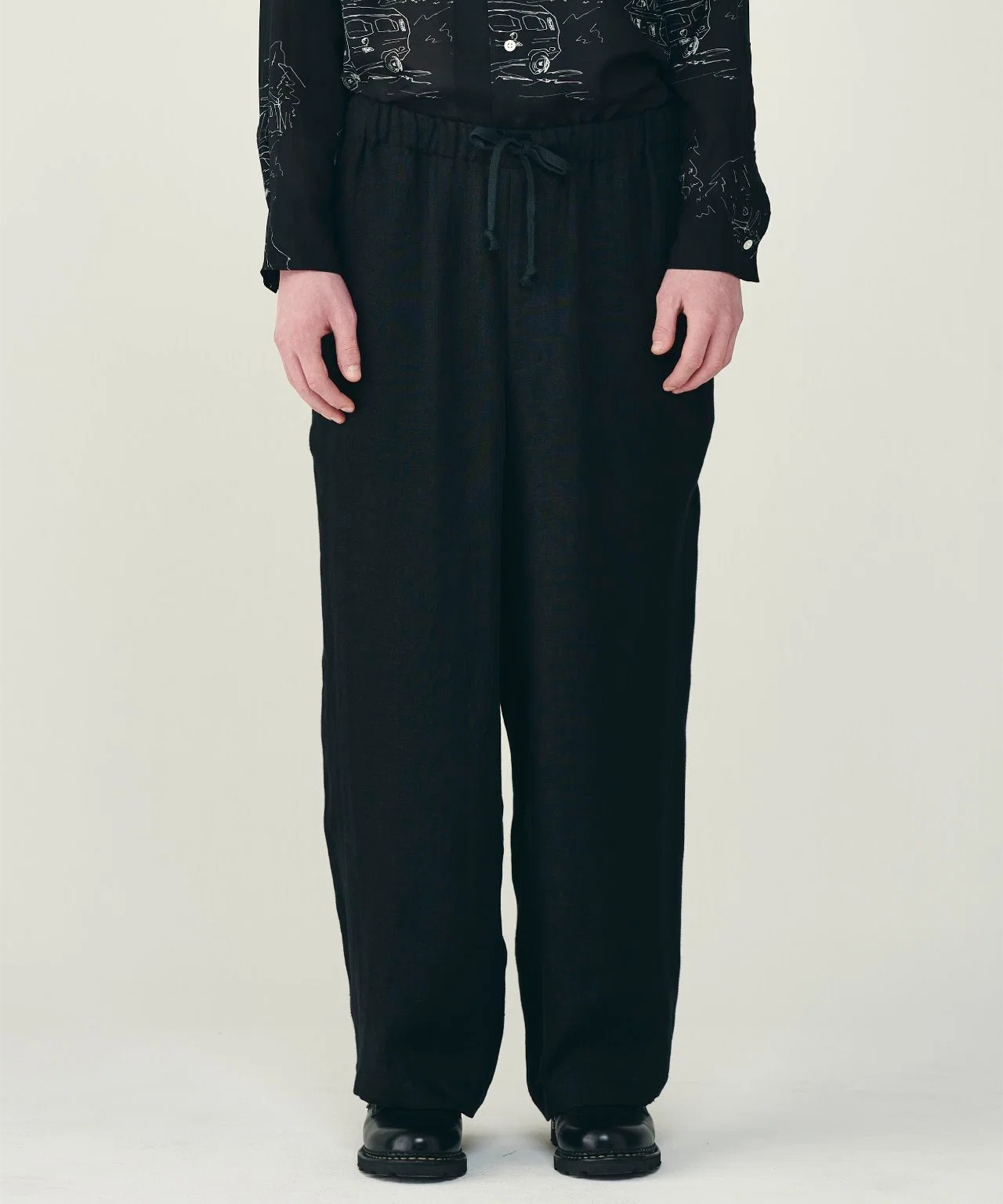 リネンガーゼダブルクロス ワイドシリンダーフィットイージーパンツ 