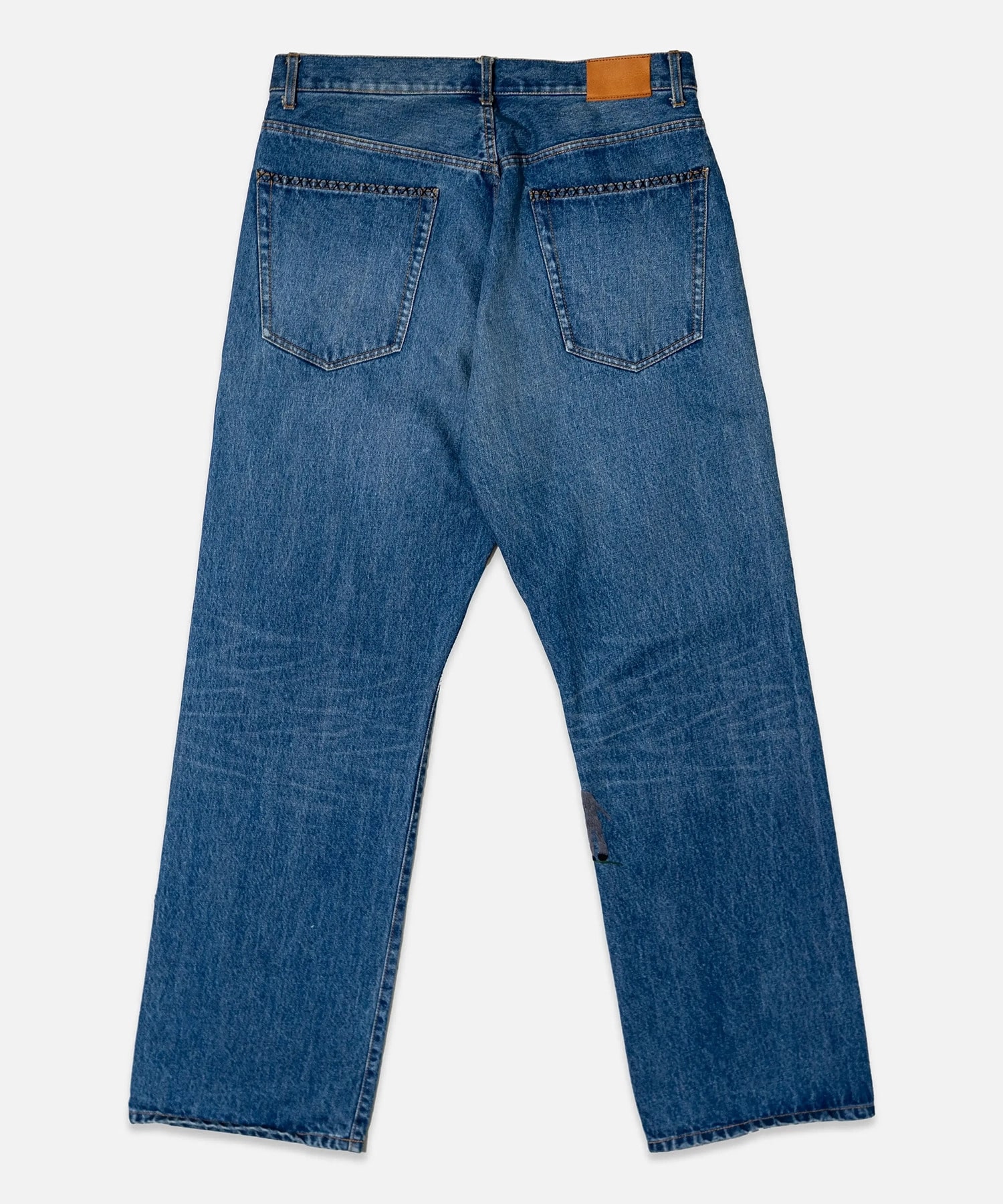 Hand-Embroidered Denim Pants KHOKI