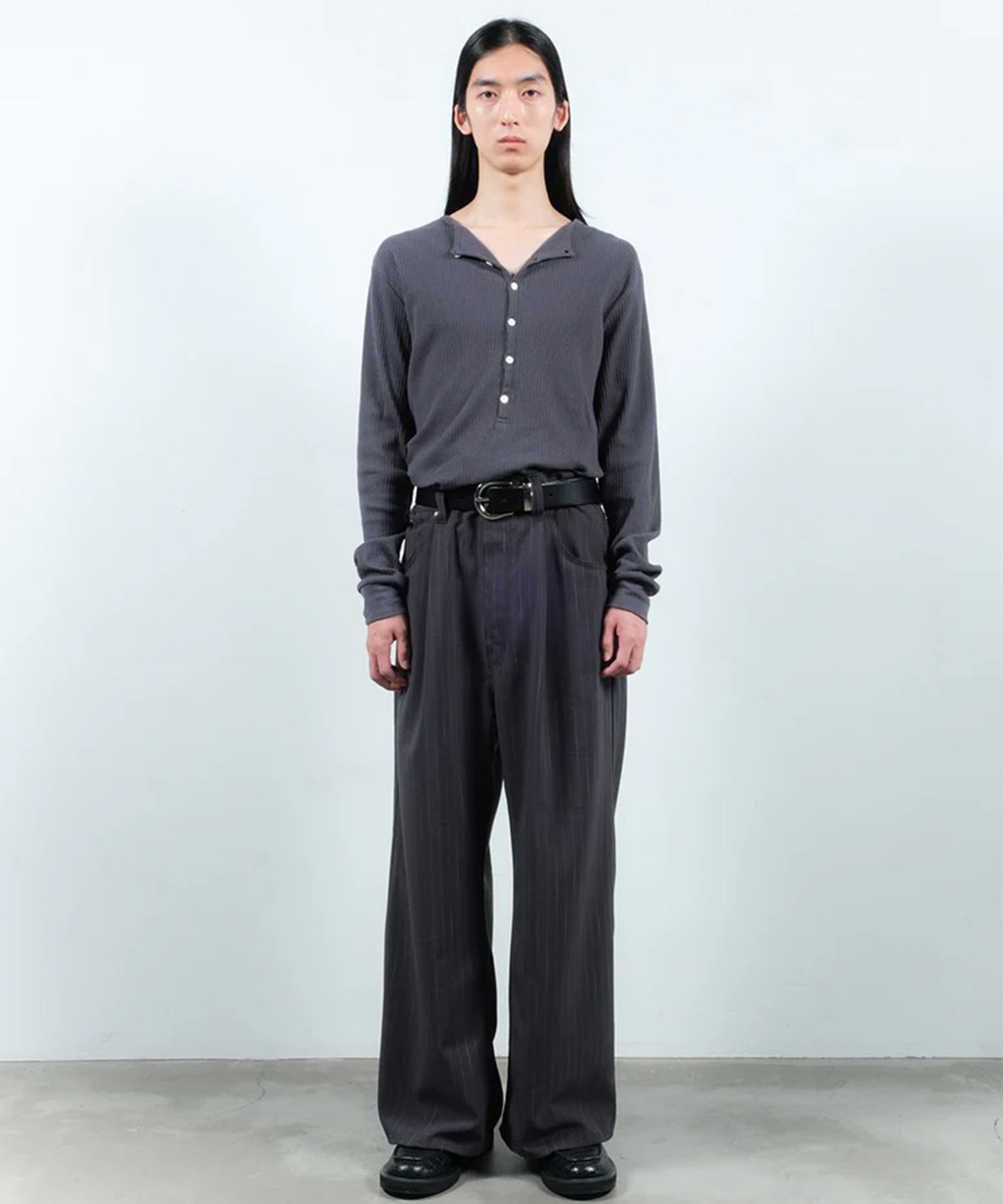 STRIPE WIDE ONE TUCK PANTS JieDa