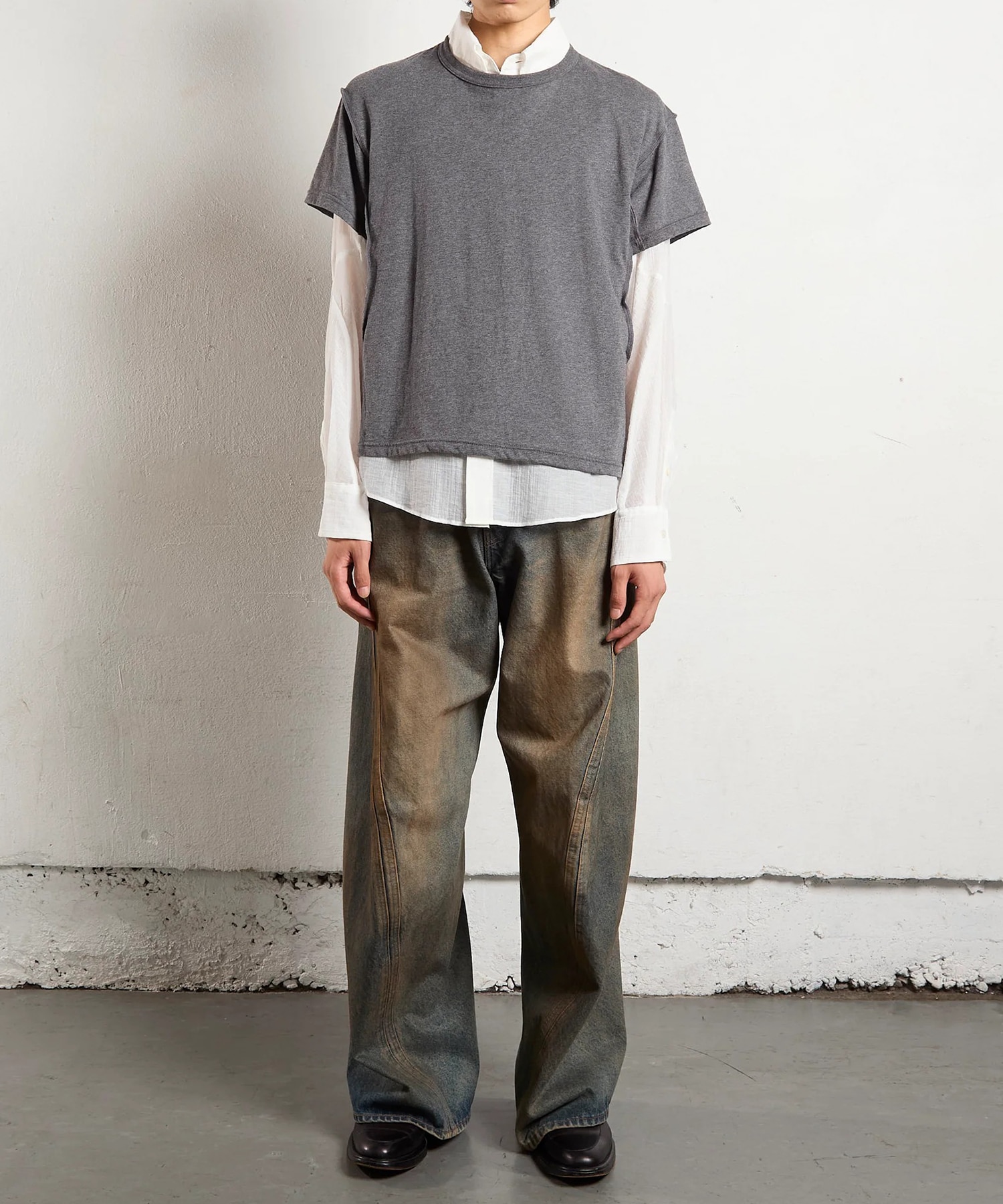 3D TWISTED WIDE LEG JEANS NVRFRGT