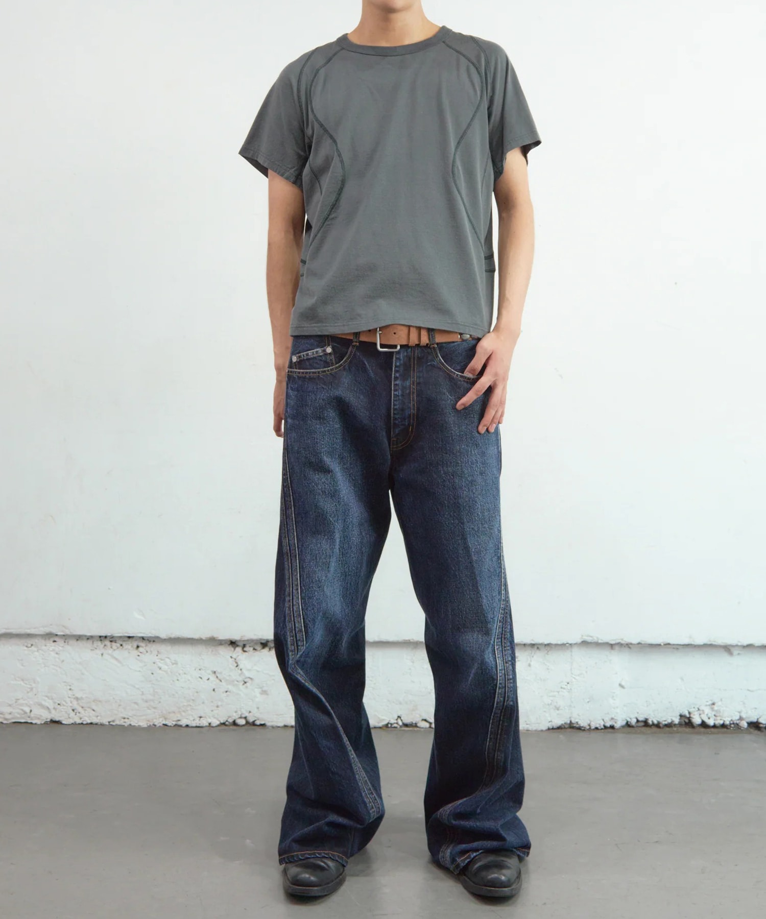 3D TWISTED WIDE LEG JEANS NVRFRGT