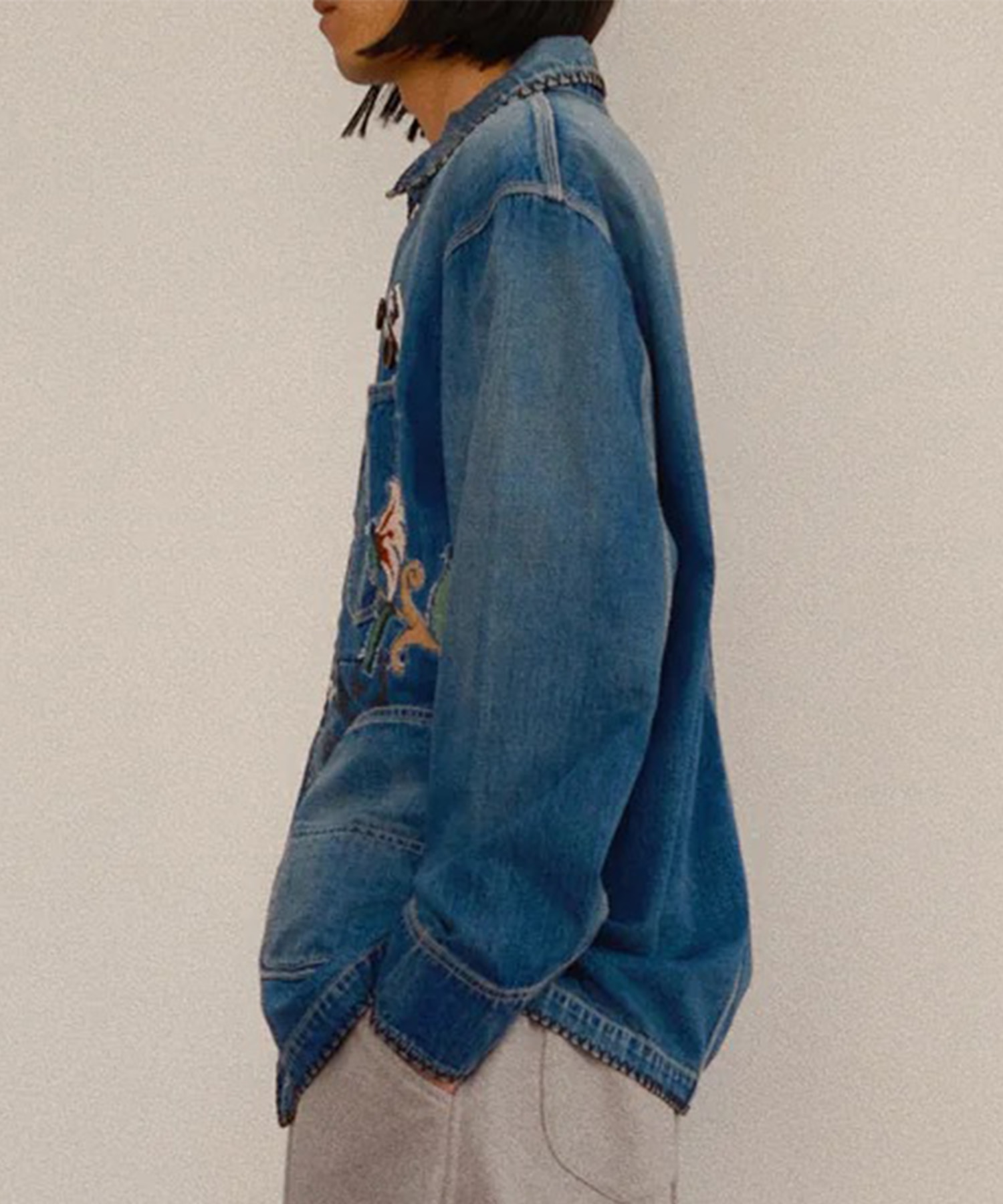 Hand-Embroidered Denim Coverall KHOKI