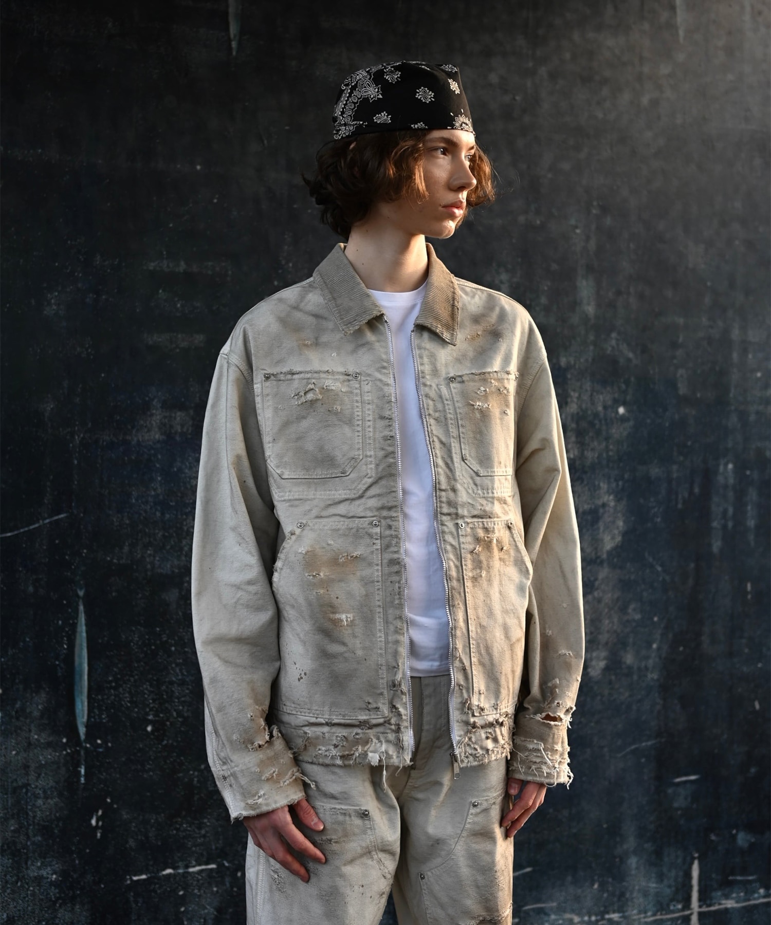 Distressed Work Jacket MIYAGIHIDETAKA