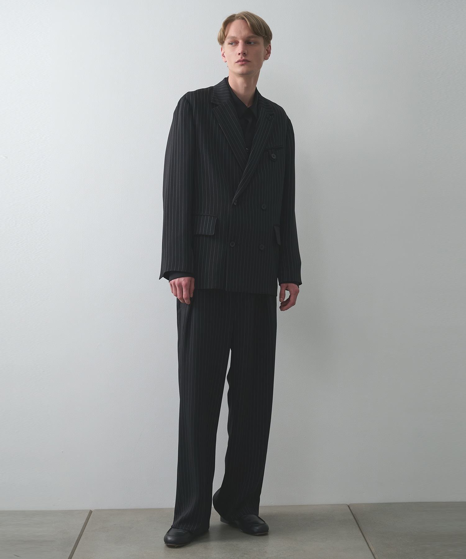 Stripe Double Cloth Button-Tab Pocket Tailored Jacket CULLNI