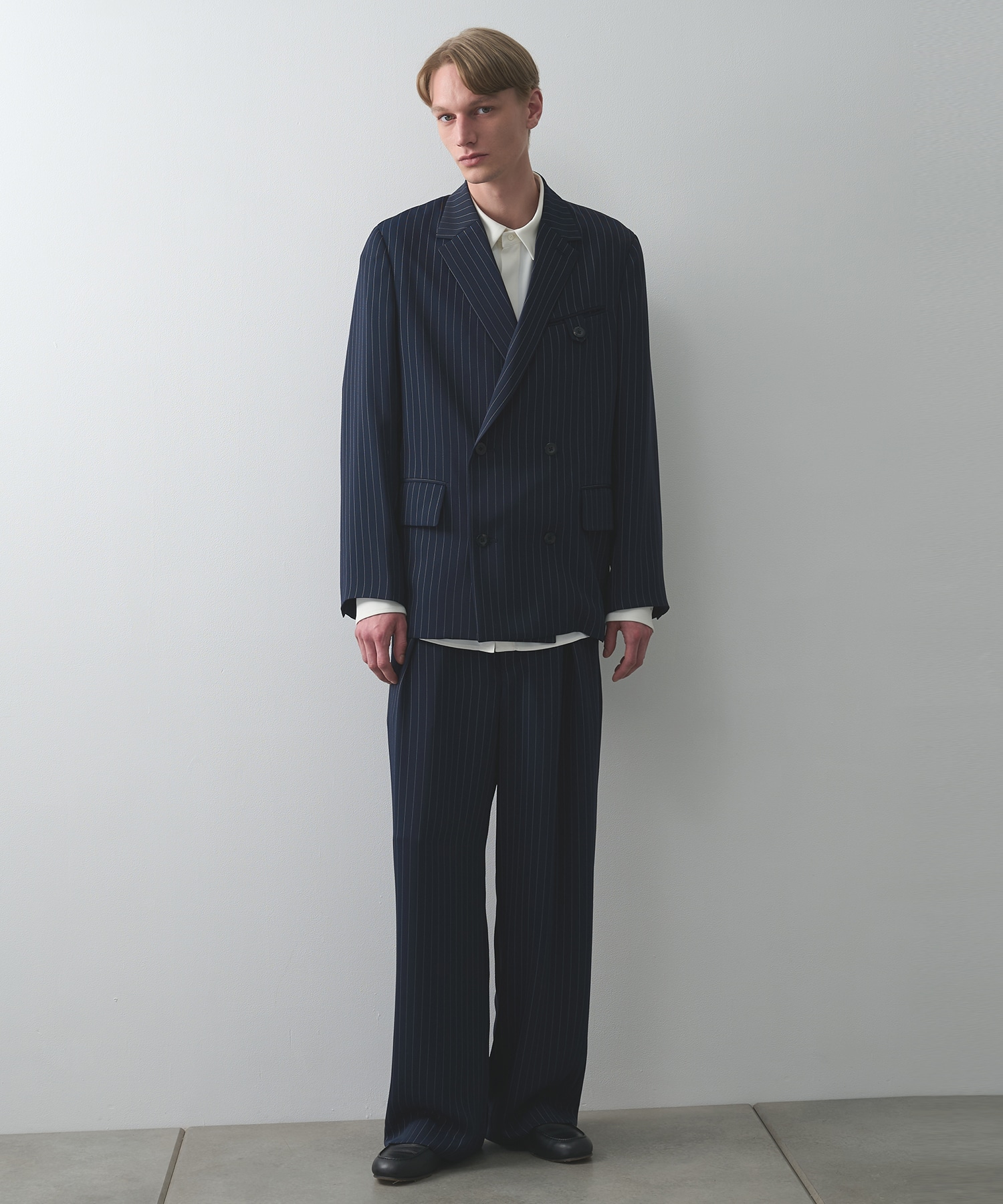 Stripe Double Cloth Button-Tab Pocket Tailored Jacket CULLNI