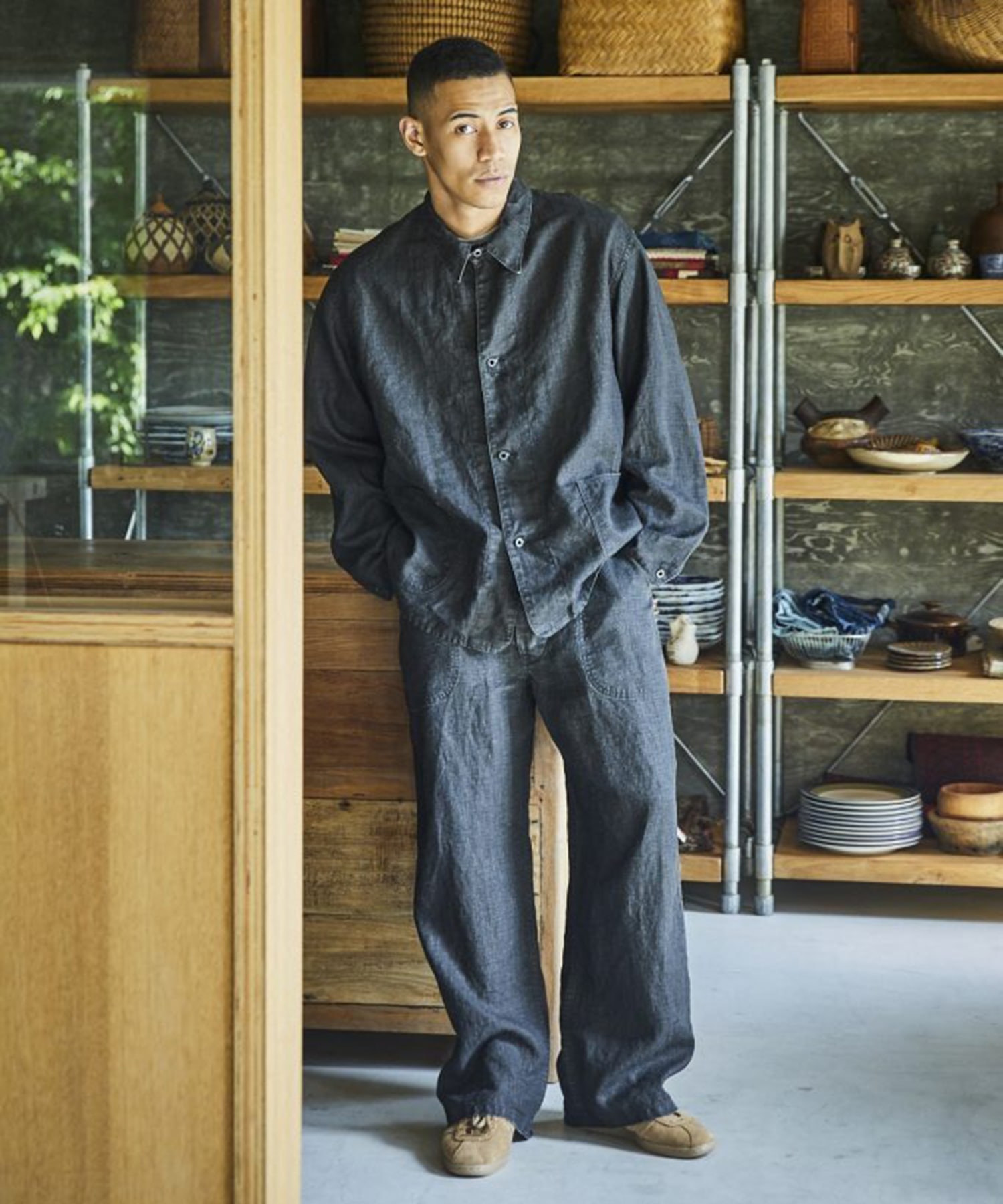 WWII 40S SUMI COATED LINEN COVERALL orSlow