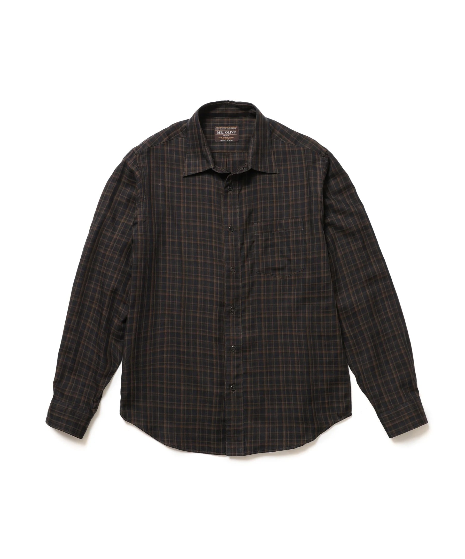 DOUBLE GAUZE MADRAS CHECK /REGULAR COLLAR SHIRT MR.OLIVE