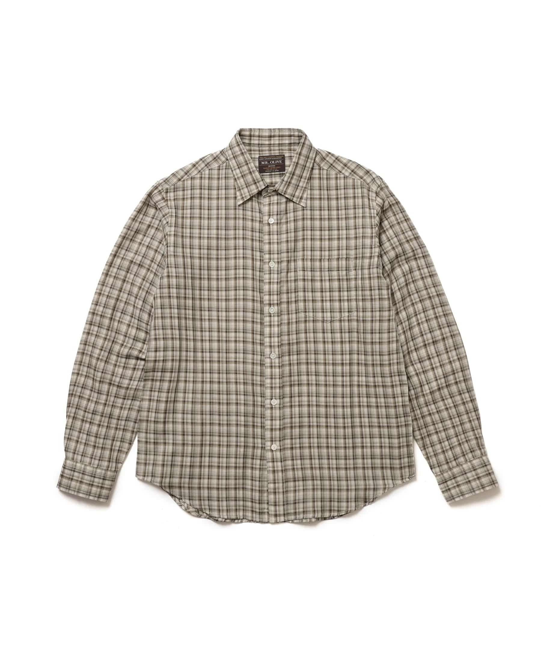 DOUBLE GAUZE MADRAS CHECK /REGULAR COLLAR SHIRT MR.OLIVE