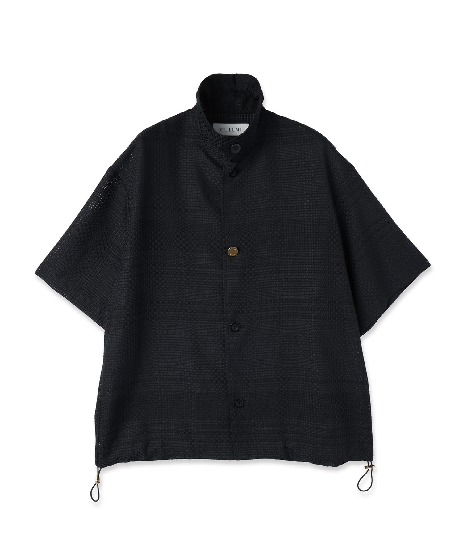 Sheer Tile Check Drawstring S/S Shirt CULLNI