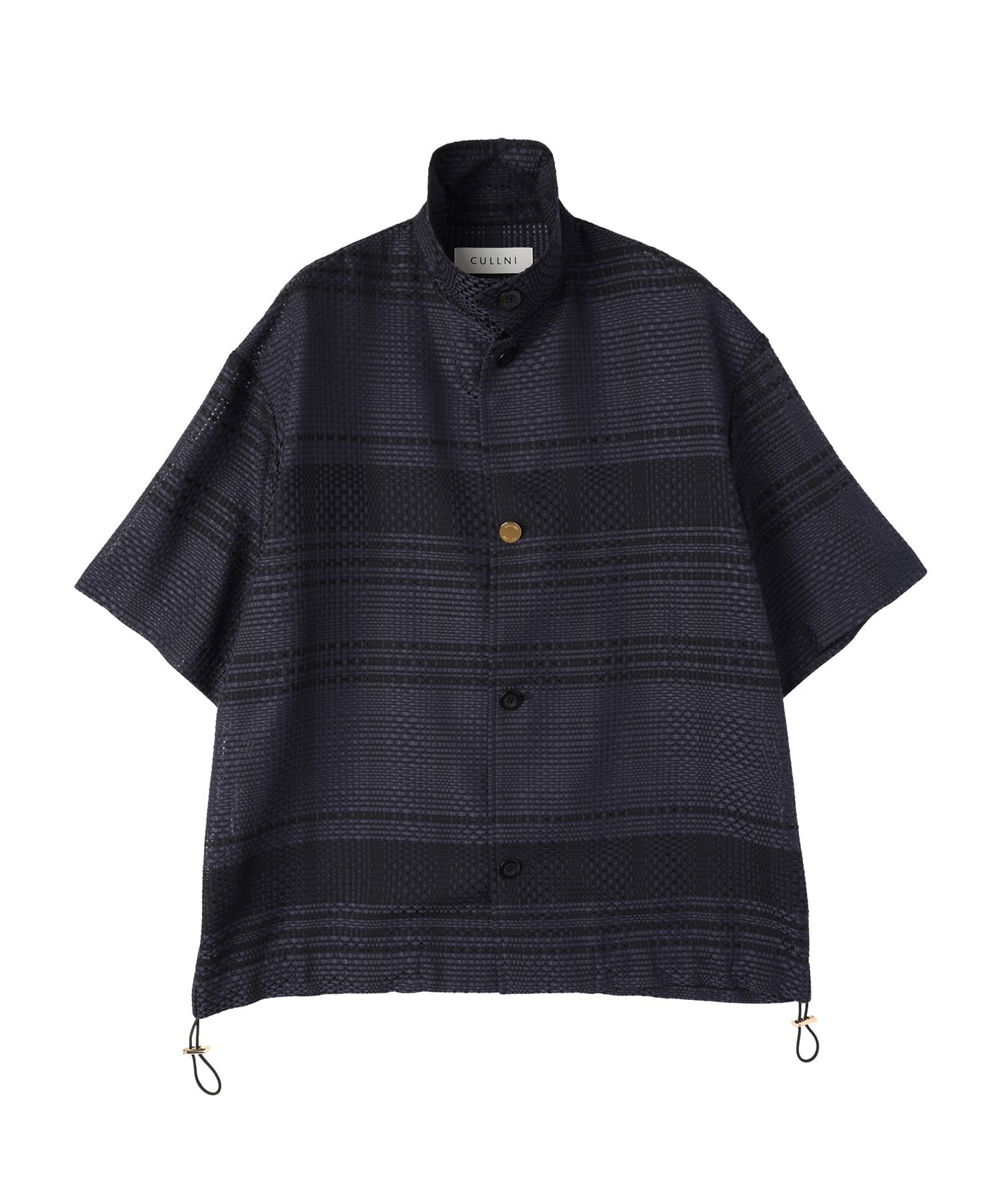 Sheer Tile Check Drawstring S/S Shirt CULLNI