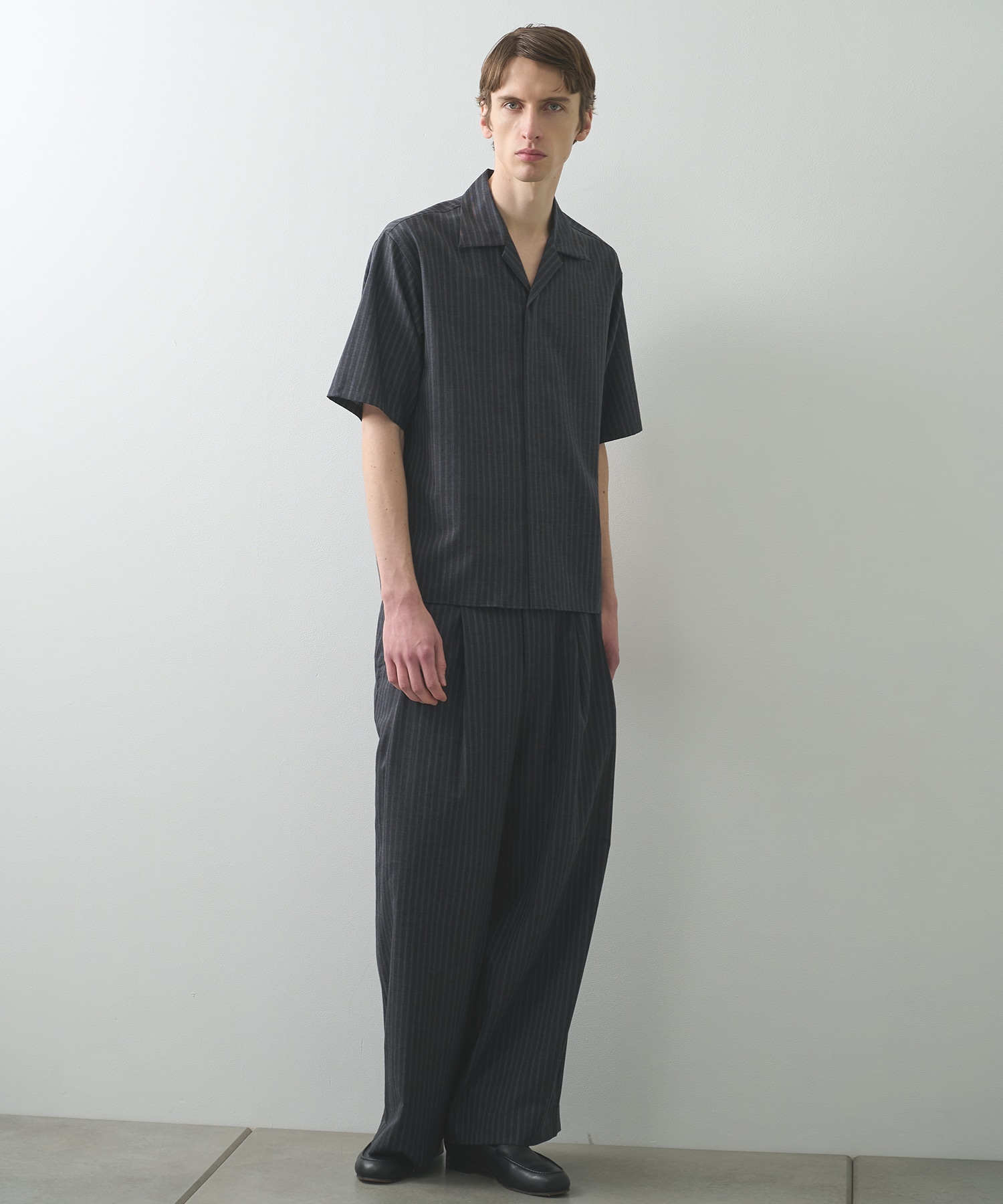 2/72ウールトロピカルワッシャー / フライフロントオープンカラーS/Sシャツ MARKAWARE/marka