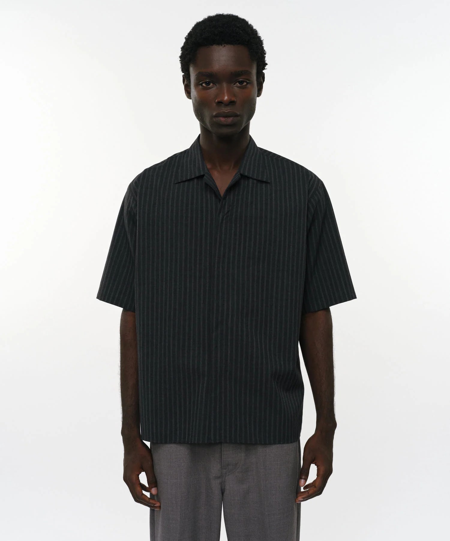 FLY FRONT OPEN COLLAR S/S SHIRT MARKAWARE/marka