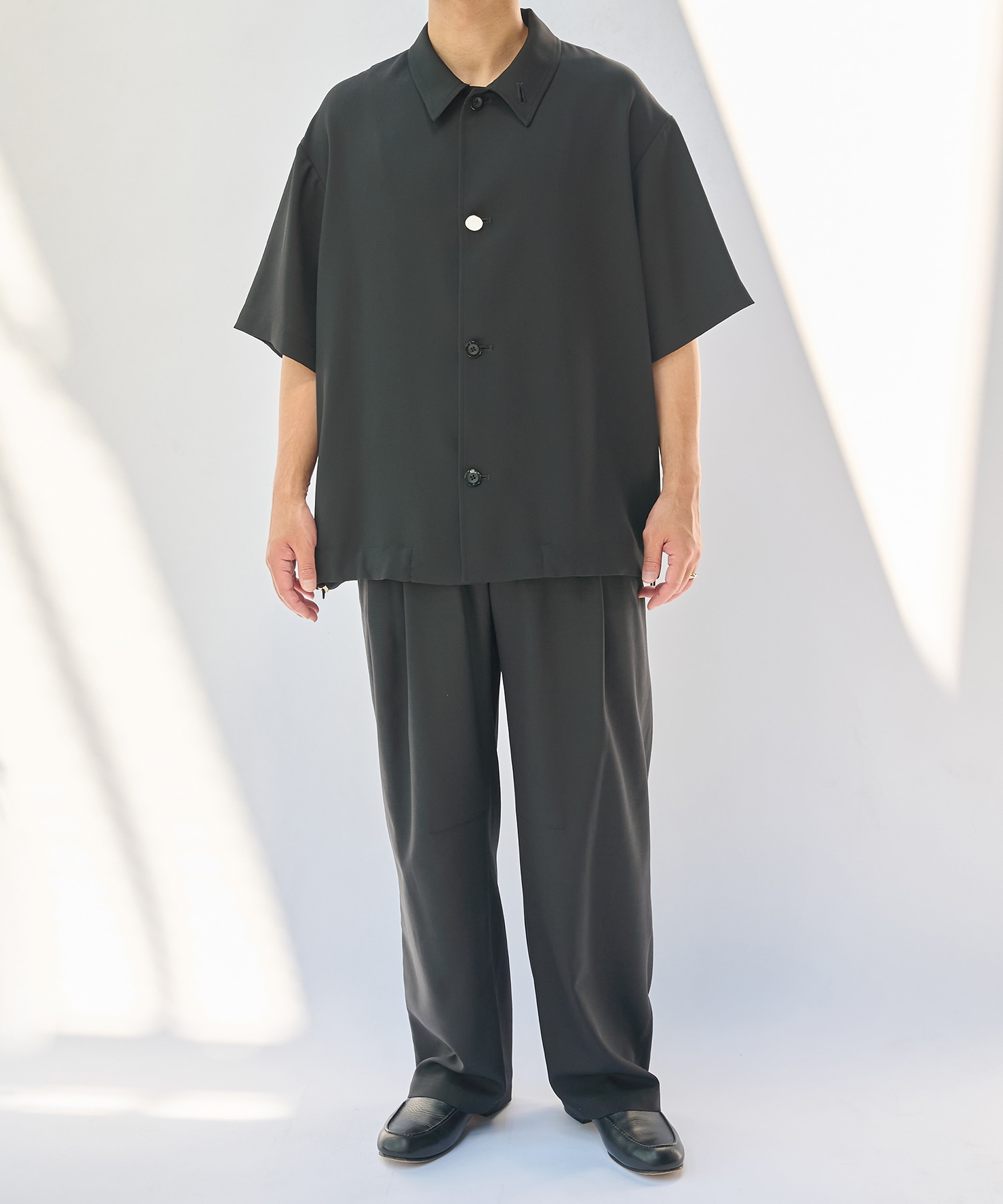 Dry Stretch Cloth Drawstring Short Sleeve Shirt CULLNI