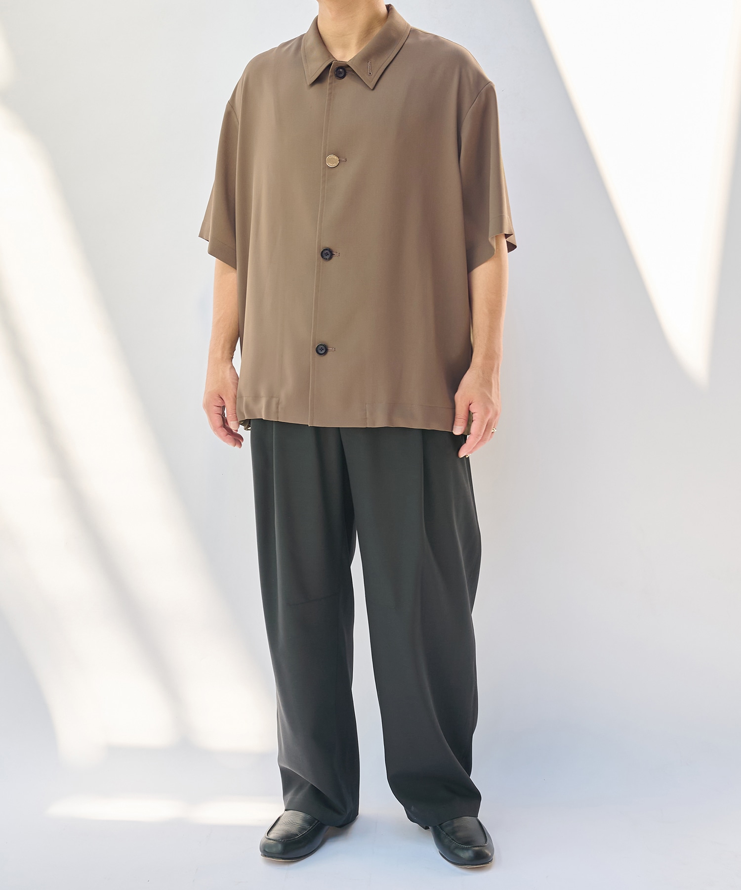 Dry Stretch Cloth Drawstring Short Sleeve Shirt CULLNI