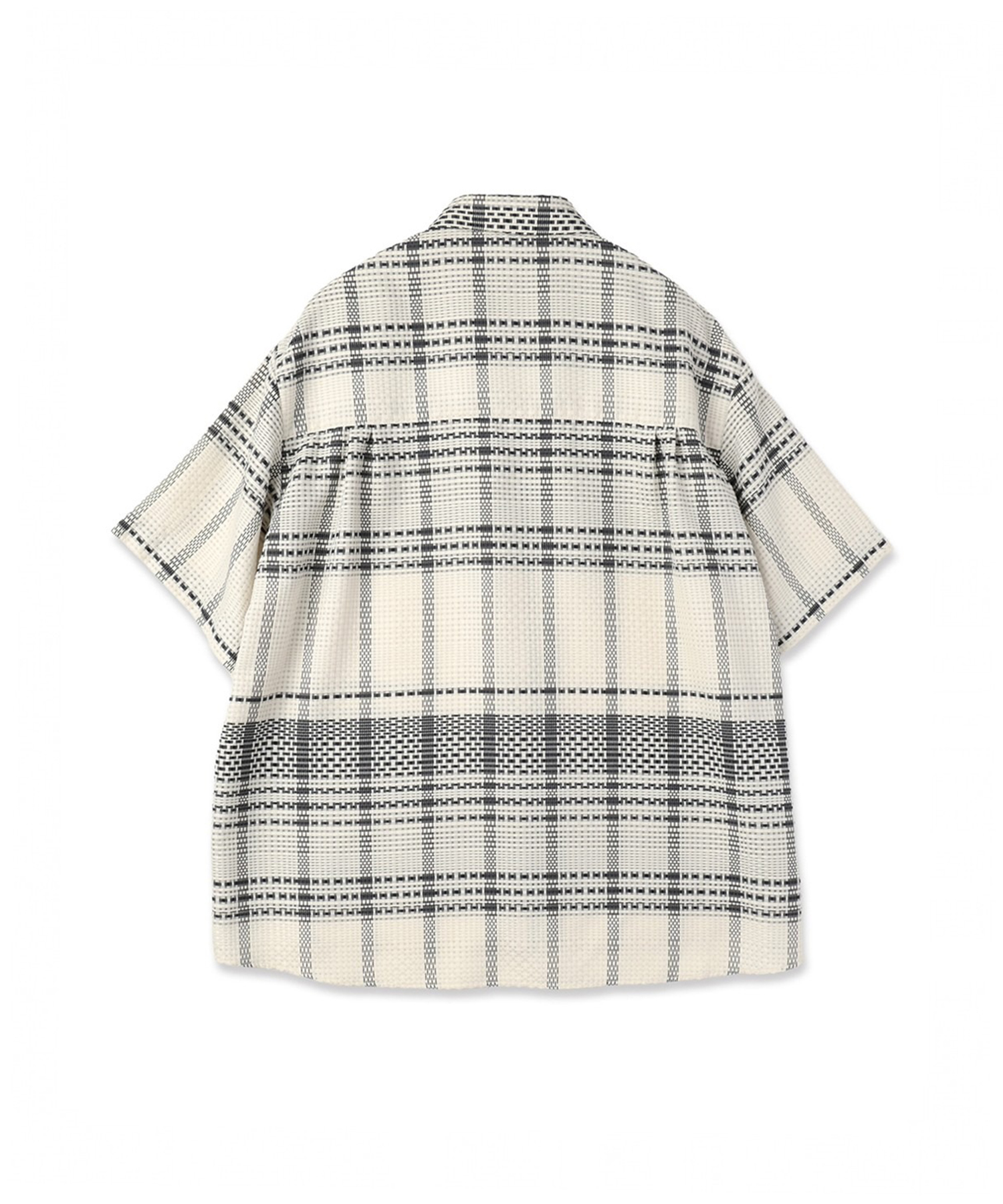 Sheer Tile Check Chin Tab Short Sleeve Shirt CULLNI