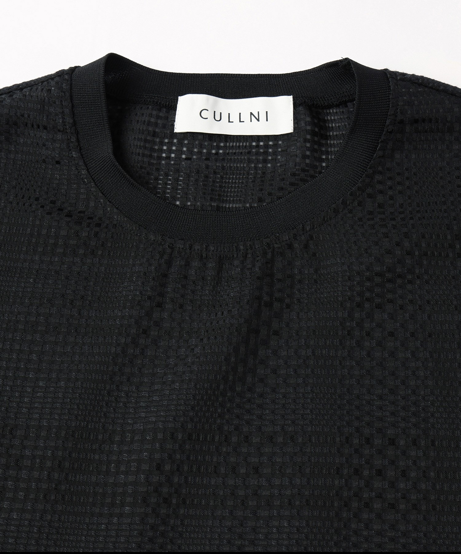 Sheer Tile Check Drawstring Short Sleeve Pullover CULLNI