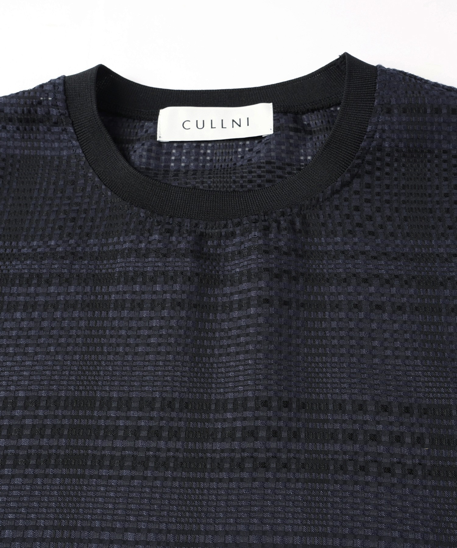 Sheer Tile Check Drawstring Short Sleeve Pullover CULLNI