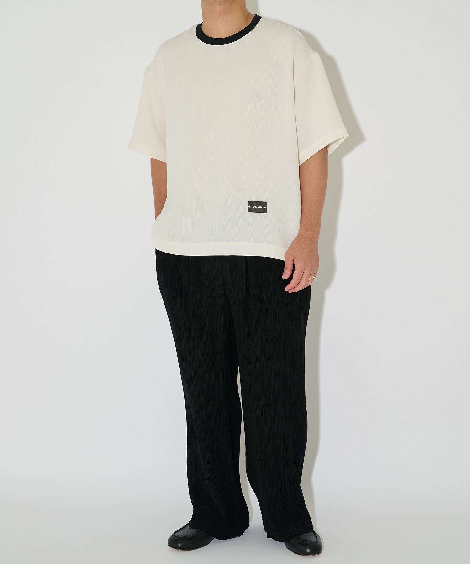 別注 Cord pique Leather Patch Short Sleeve Pullover CULLNI