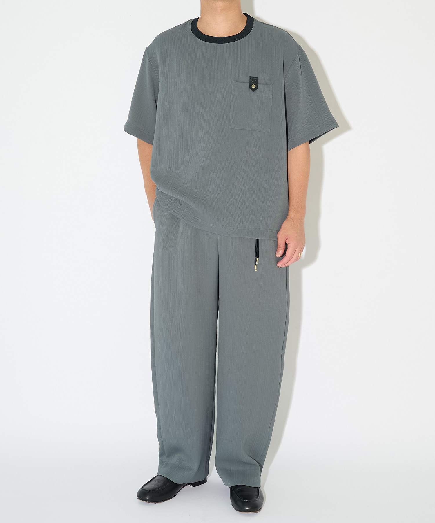 別注 Cord pique Leather Patch Short Sleeve Pullover CULLNI