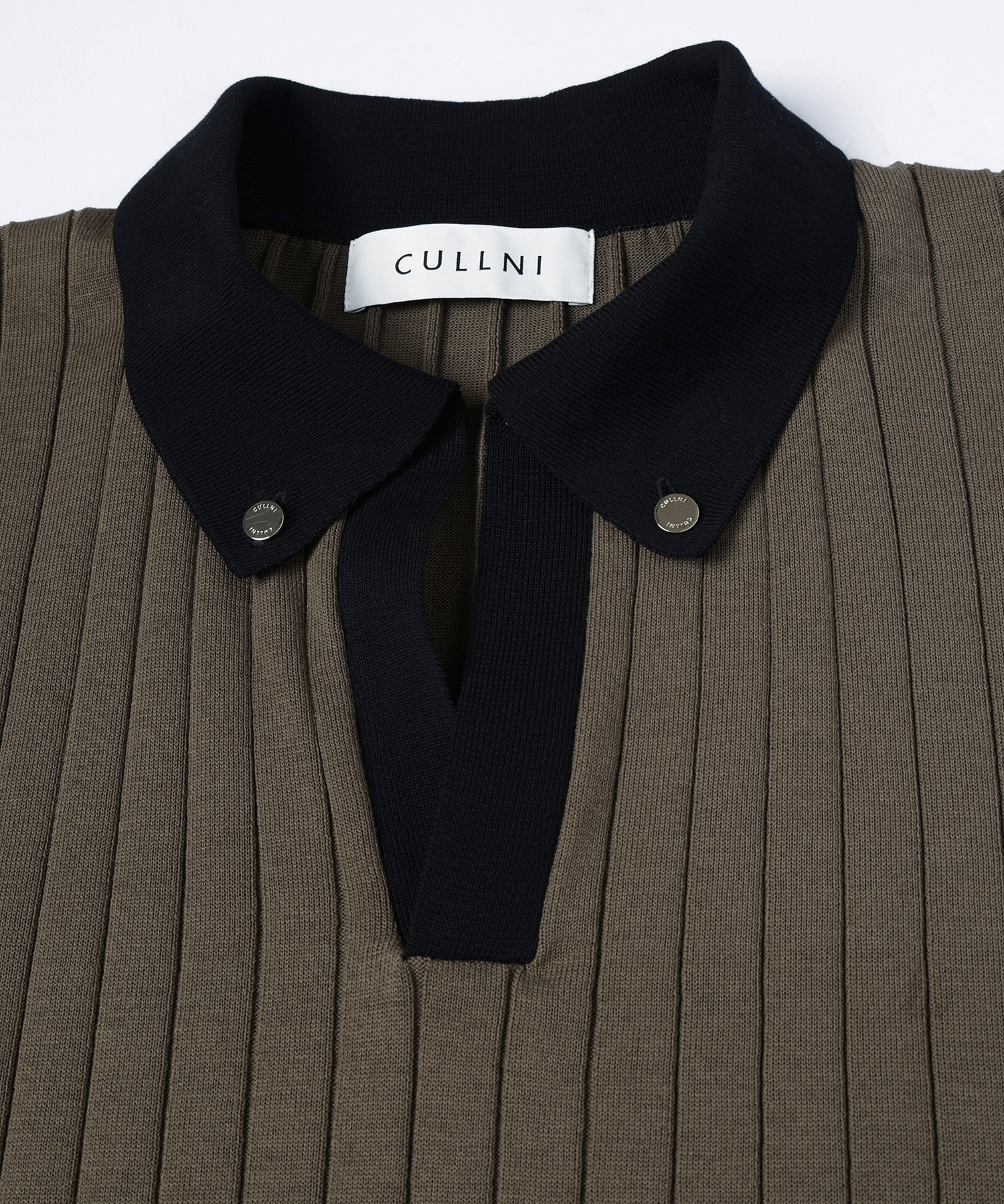 Wide Rib Skipper Collar Short Sleeve Knit CULLNI