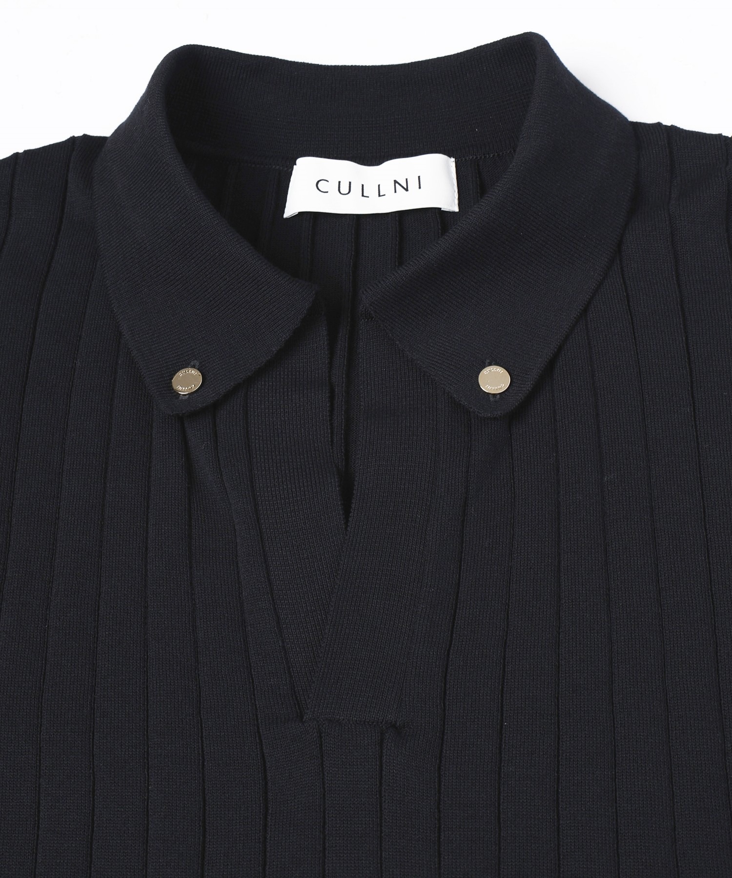 Wide Rib Skipper Collar Short Sleeve Knit CULLNI