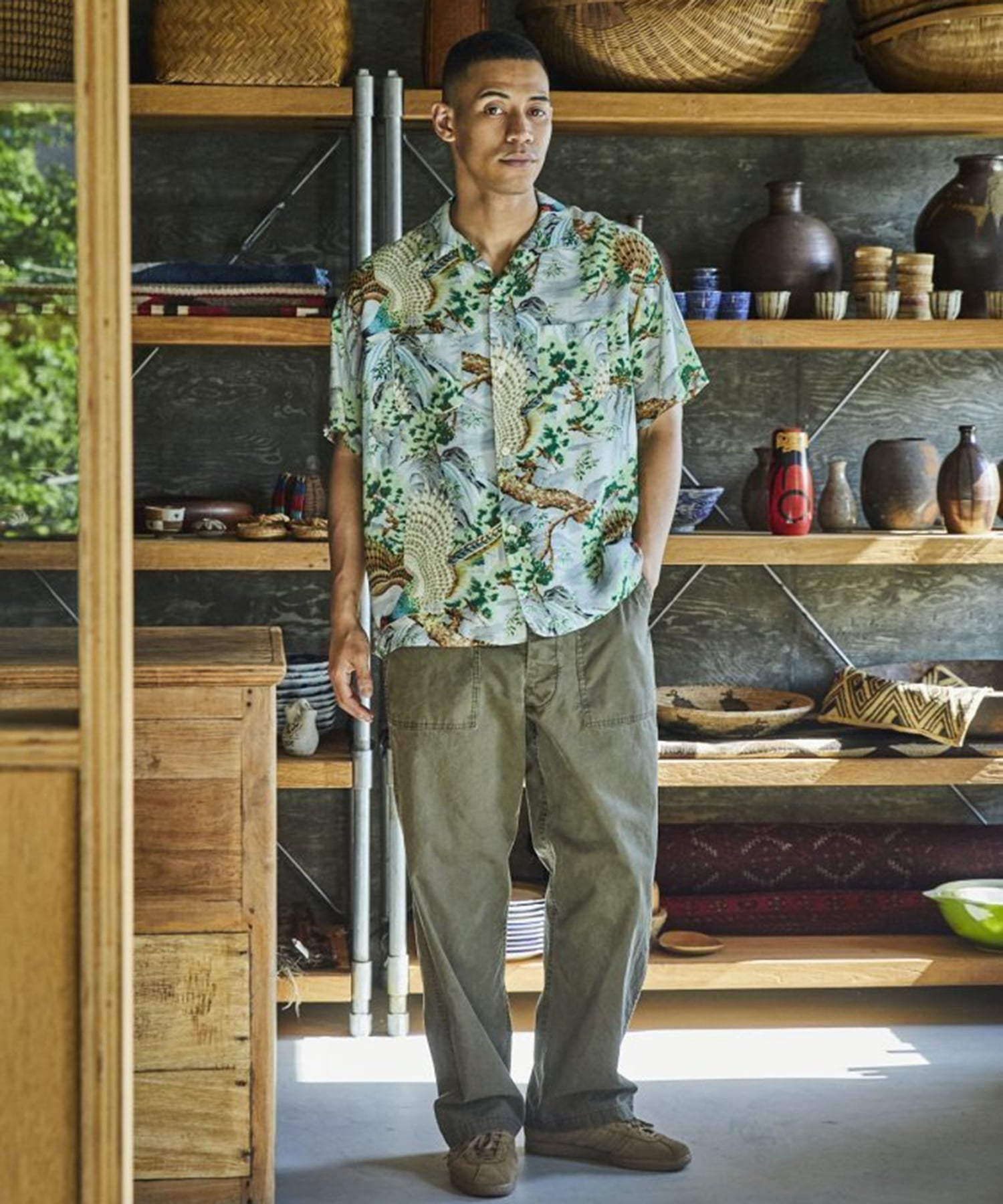 PEACOCK GARDEN HAWAIIAN SHIRT orSlow
