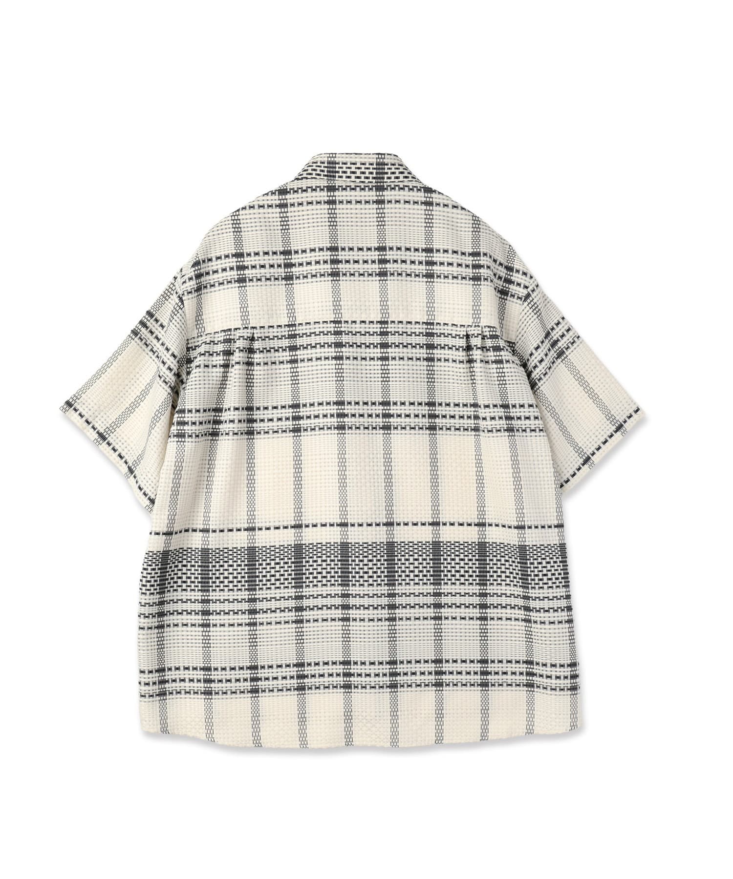 Sheer Tile Check Chin Tab Short Sleeve Shirt CULLNI