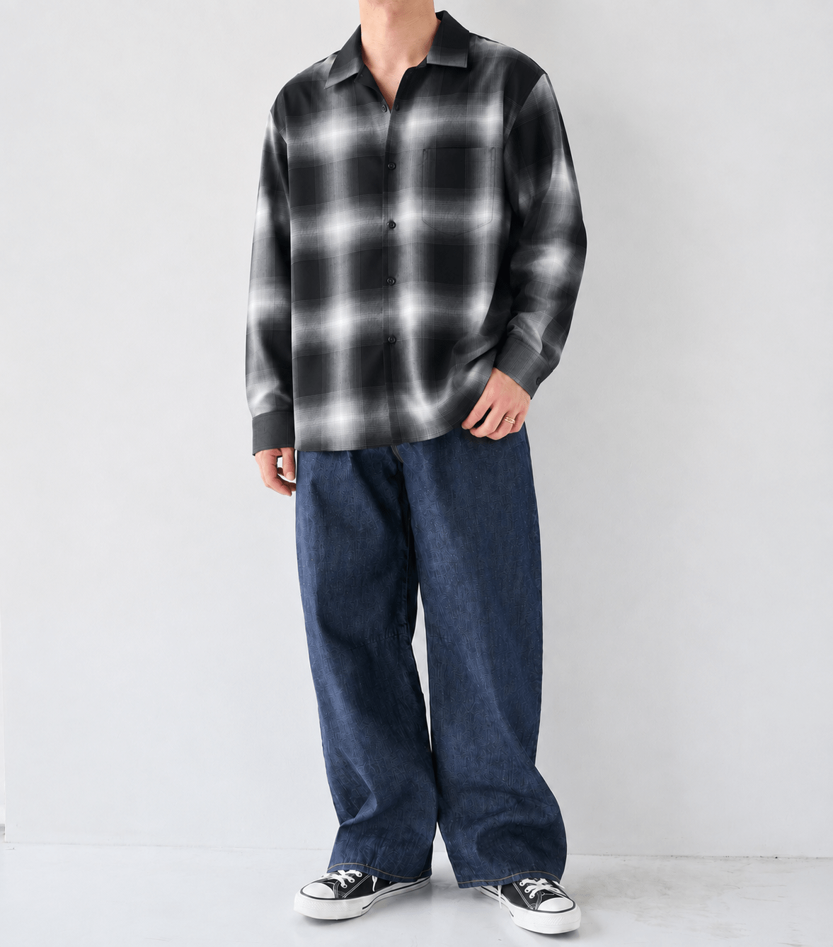 Fine Wool Smooth Check Shirts STUDIOUS