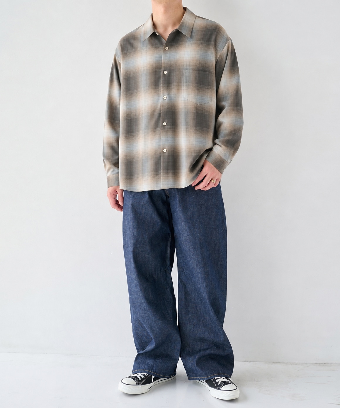 Fine Wool Smooth Check Shirts STUDIOUS