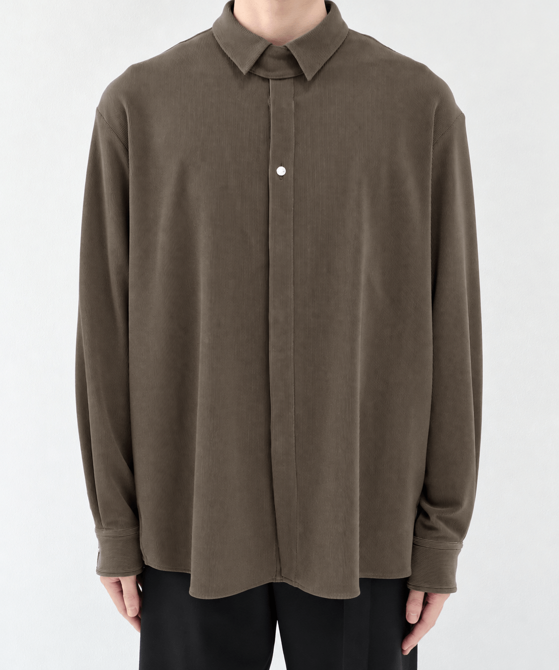 別注 Cord Pique Chin Tab Long Sleeve Shirt CULLNI
