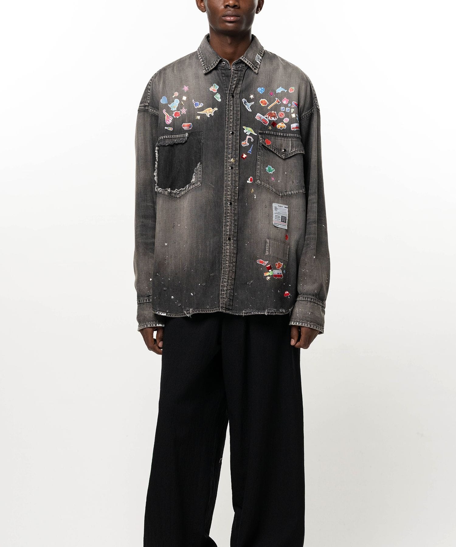 DENIM SHIRTS w STICKER Maison MIHARA YASUHIRO