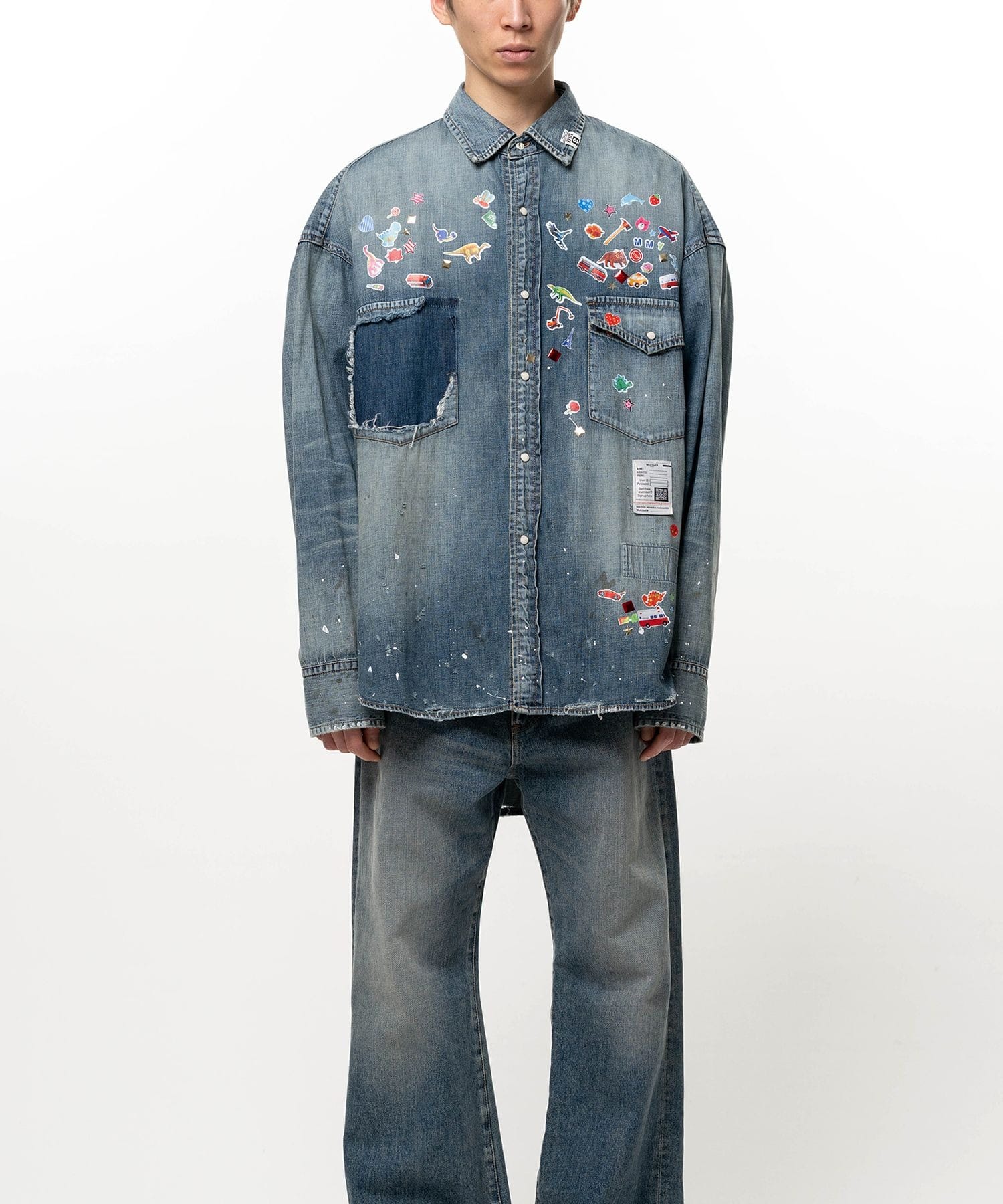 DENIM SHIRTS w STICKER Maison MIHARA YASUHIRO