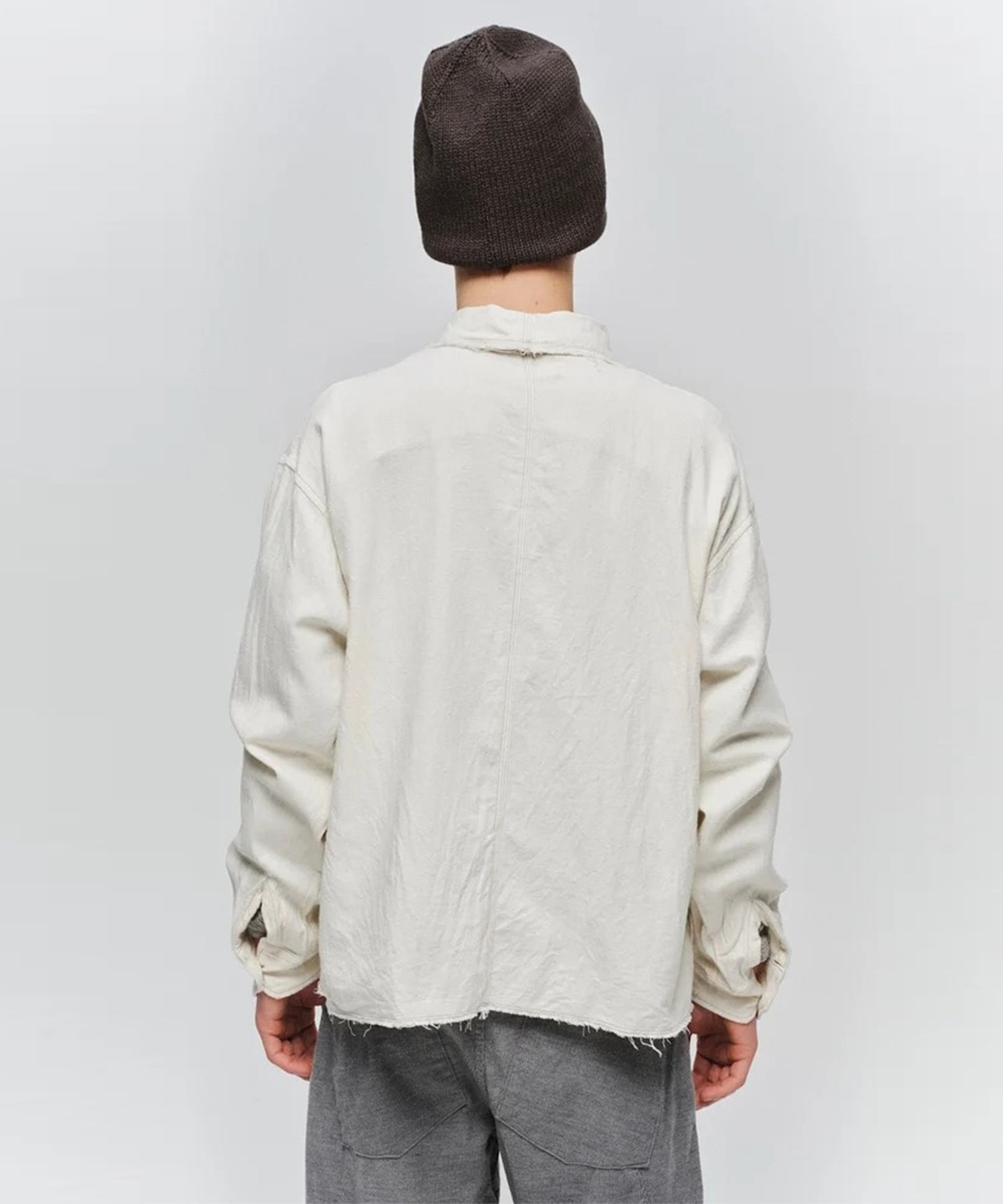 COTTON SILK CUT-OFF SHORT SHIRT JieDa