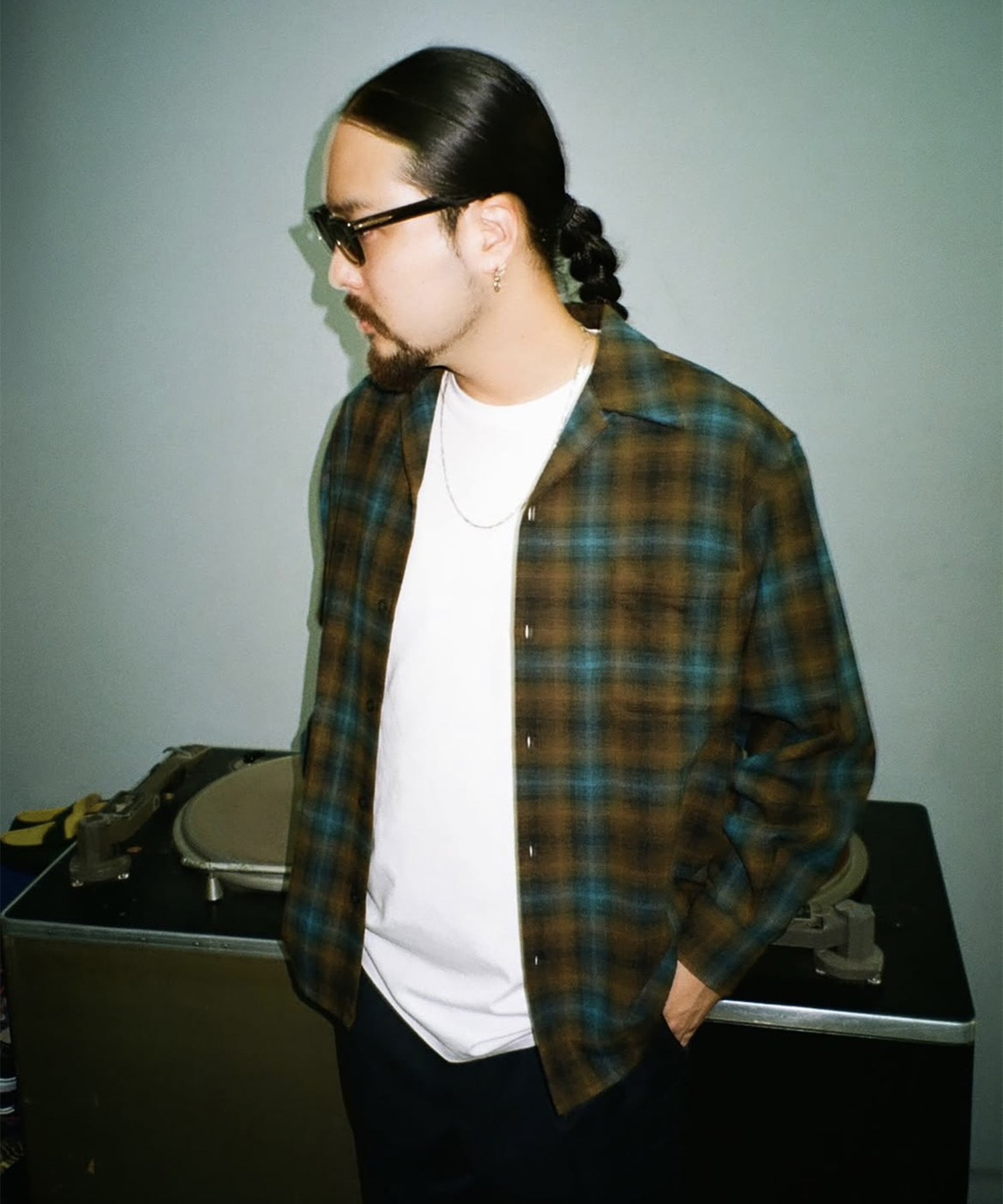 WOOL OMBRE CHECK OPEN COLLAR SHIRT L/S (TYPE-1) WACKO MARIA