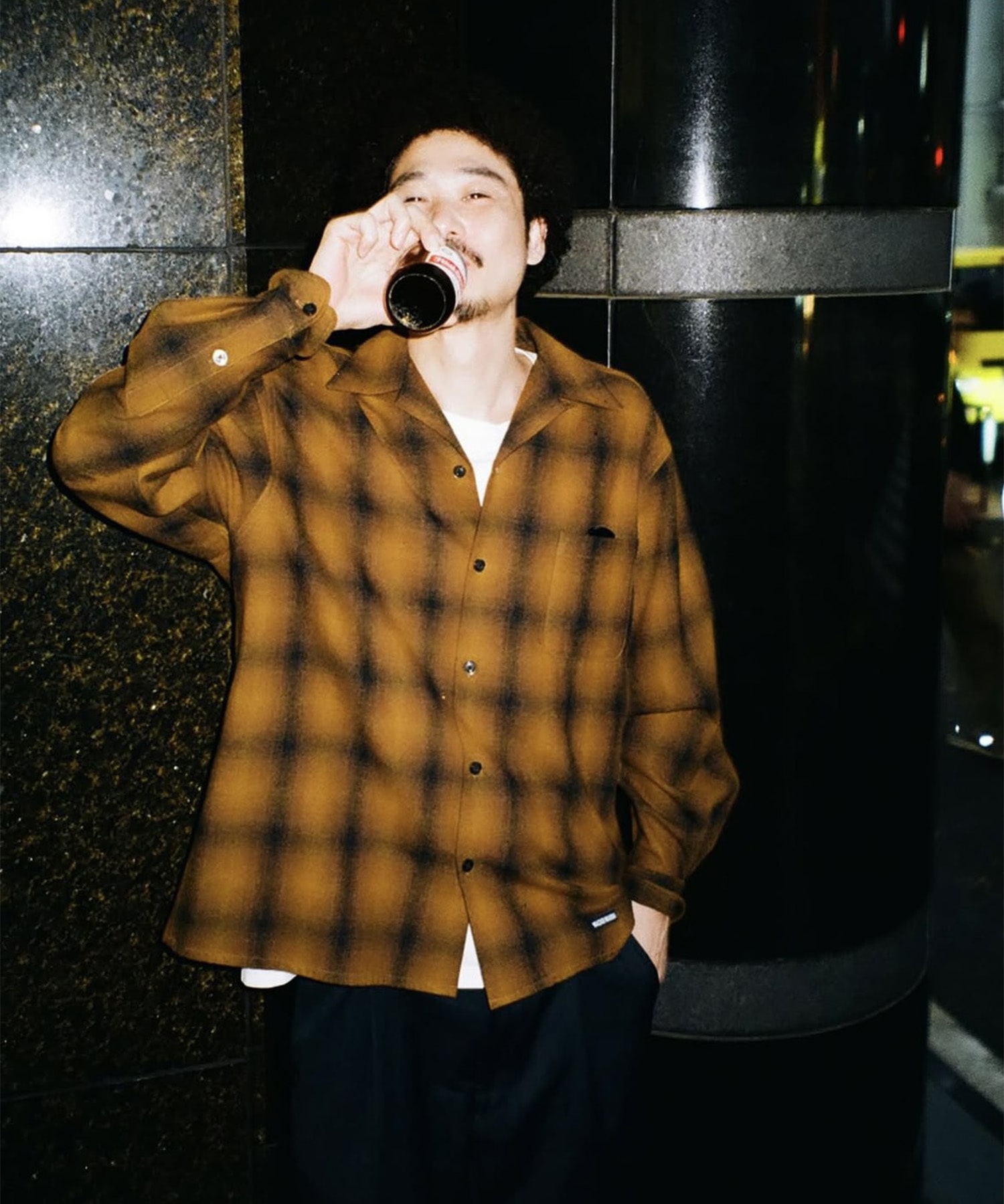 WOOL OMBRE CHECK OPEN COLLAR SHIRT L/S (TYPE-2) WACKO MARIA