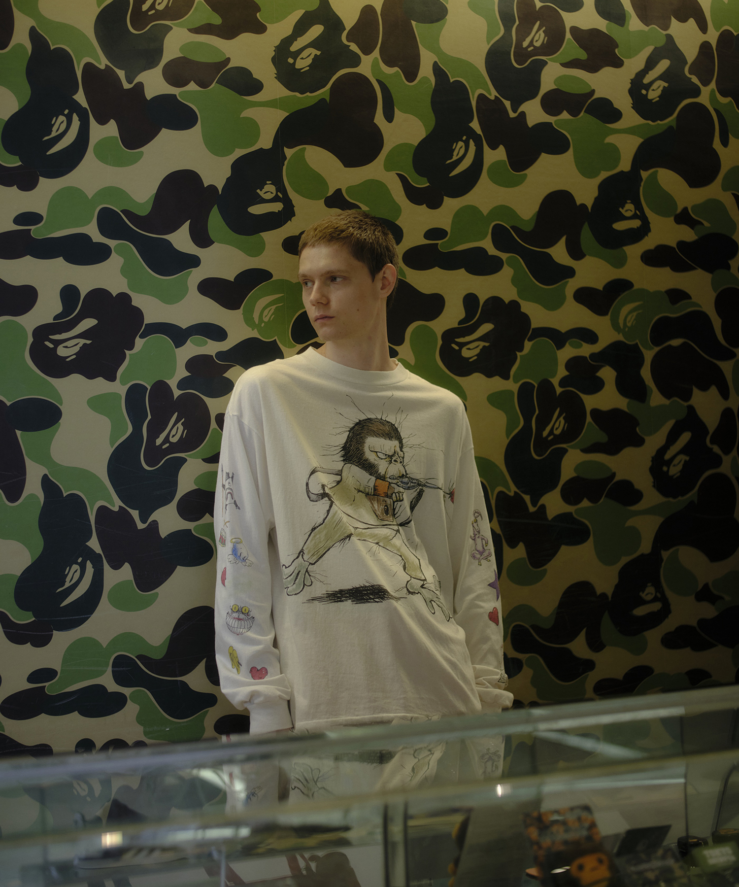 SM-MK1-0000-C38/BAPE_LS T-SHIRT/RUNNING/WHITE SAINT M××××××