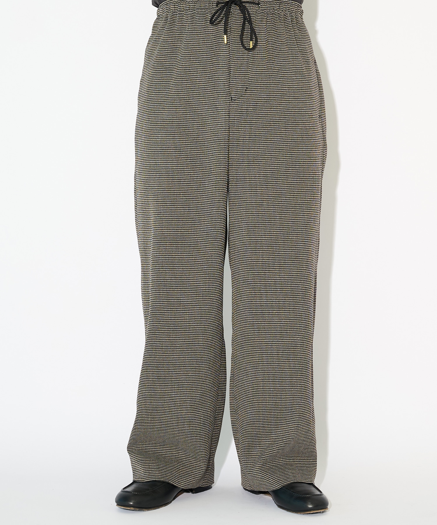 Mix Yarn Mesh Drawstring Wide Pants CULLNI