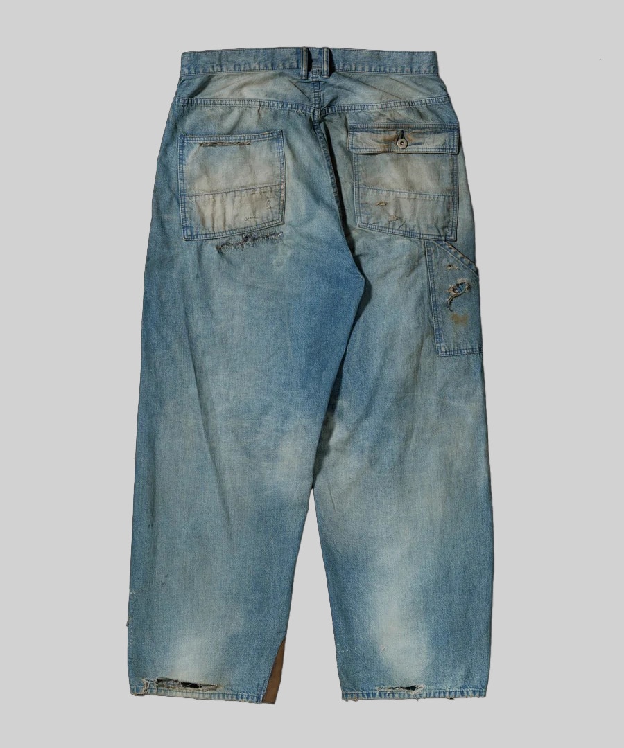 REMAKED DOUBLEKNEE DENIM PAINTER PANTS ANACHRONORM