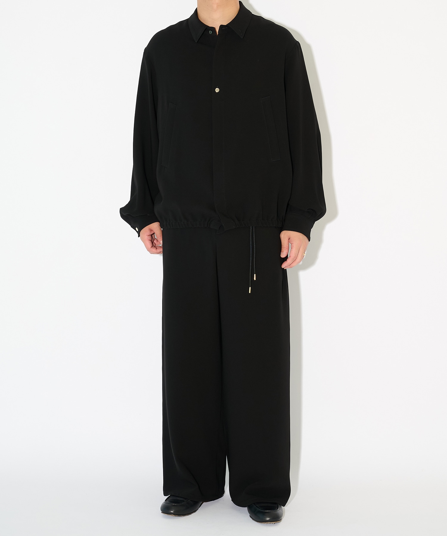 Triacetate Airy Cloth Long Sleeve Shirt Blouson CULLNI