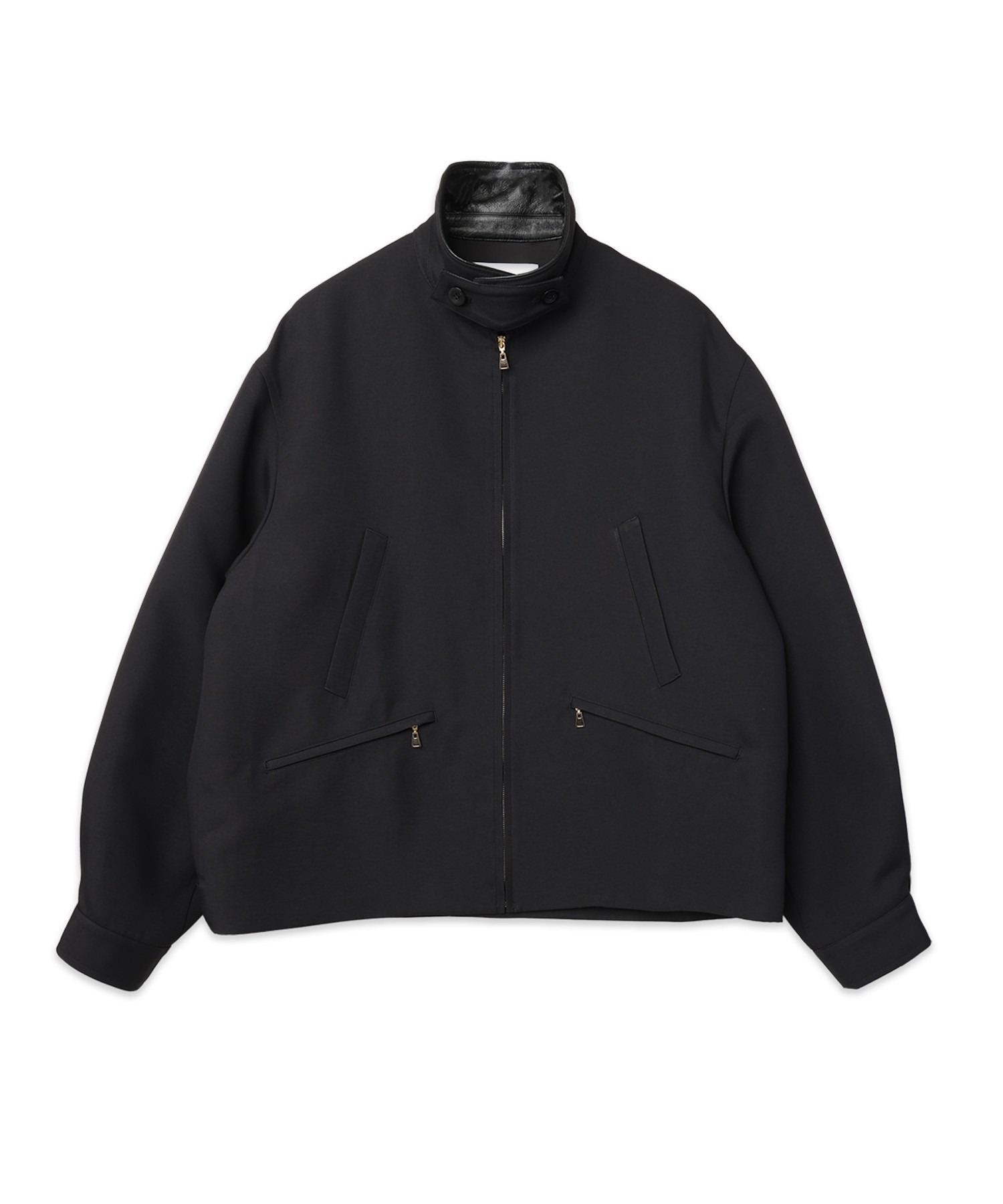 Structuerd Twill Double Cloth Leather Collar Blouson CULLNI