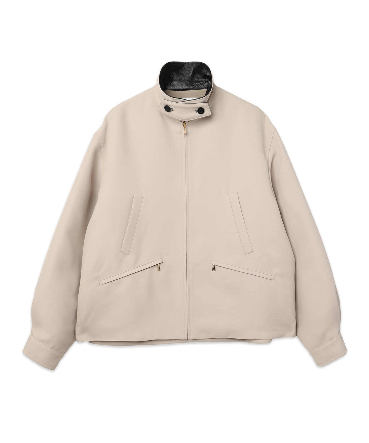 Structuerd Twill Double Cloth Leather Collar Blouson CULLNI