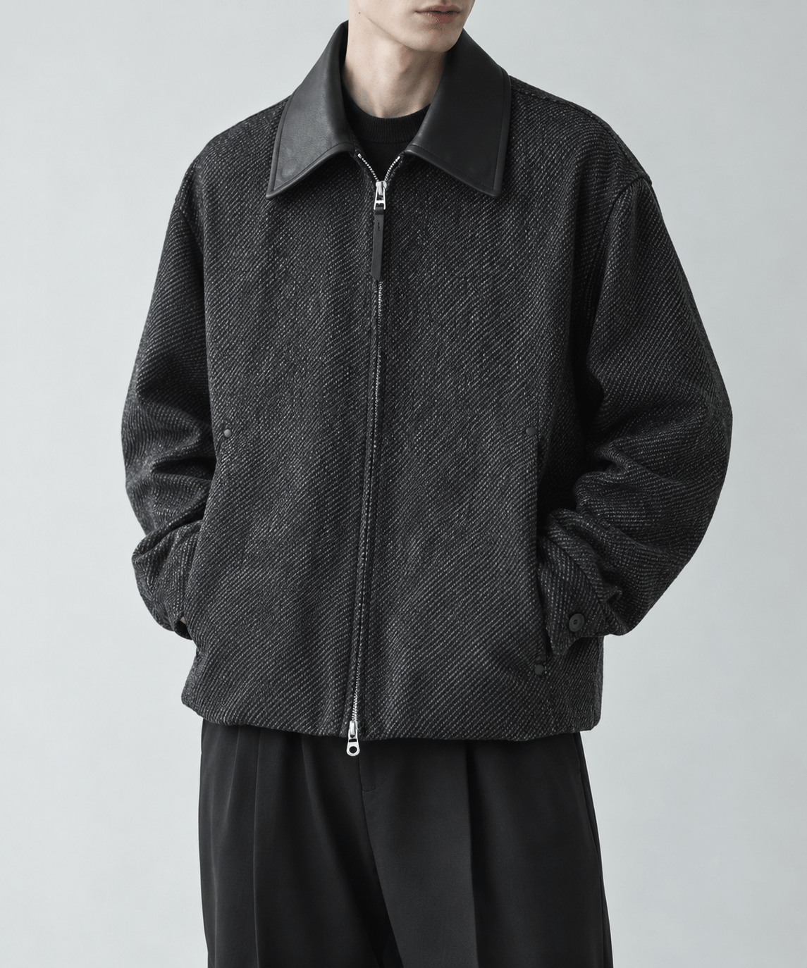Leather collar Balloon Blouson STUDIOUS