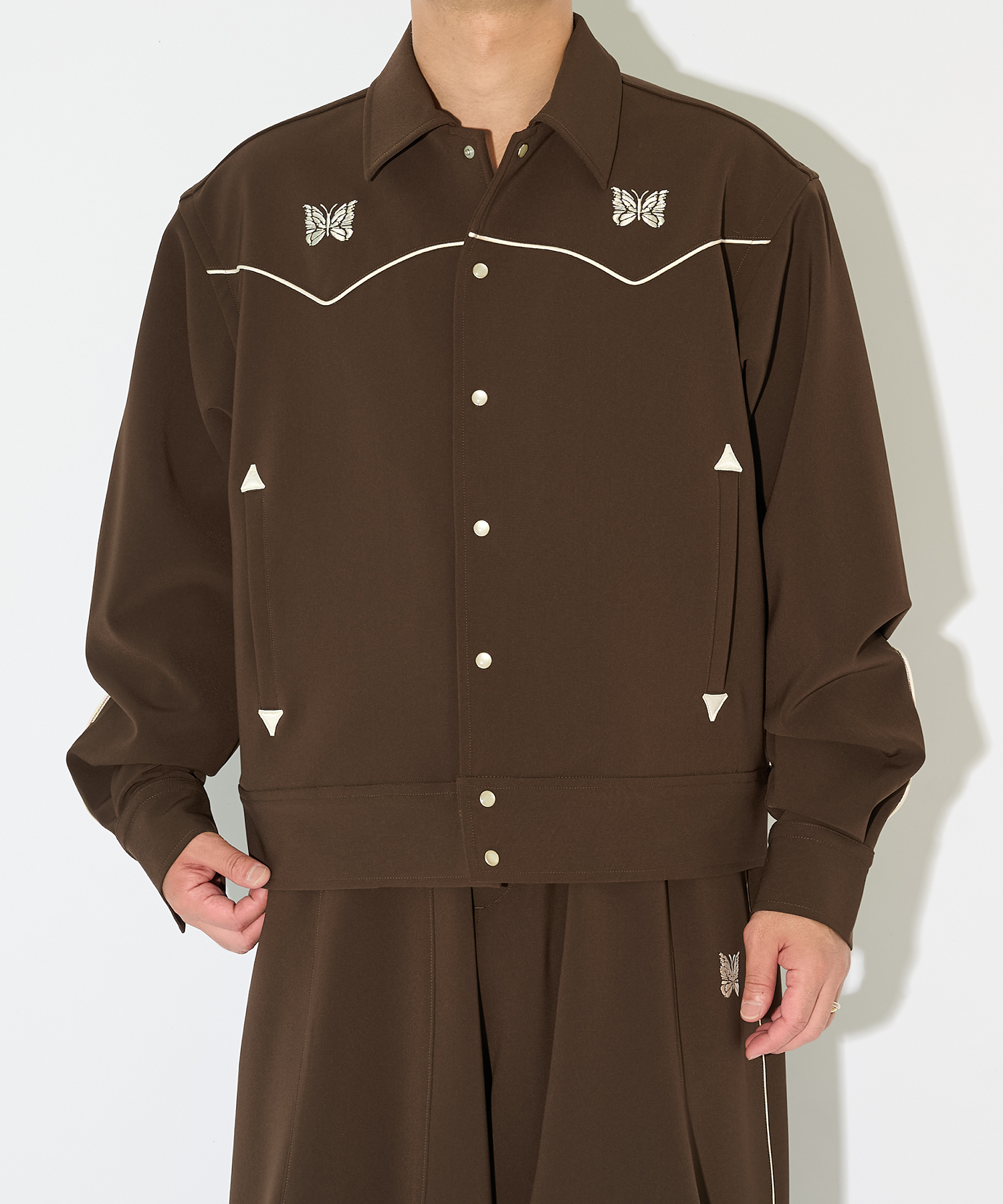 別注 Piping Cowboy Jacket-Poly Double Cloth NEEDLES
