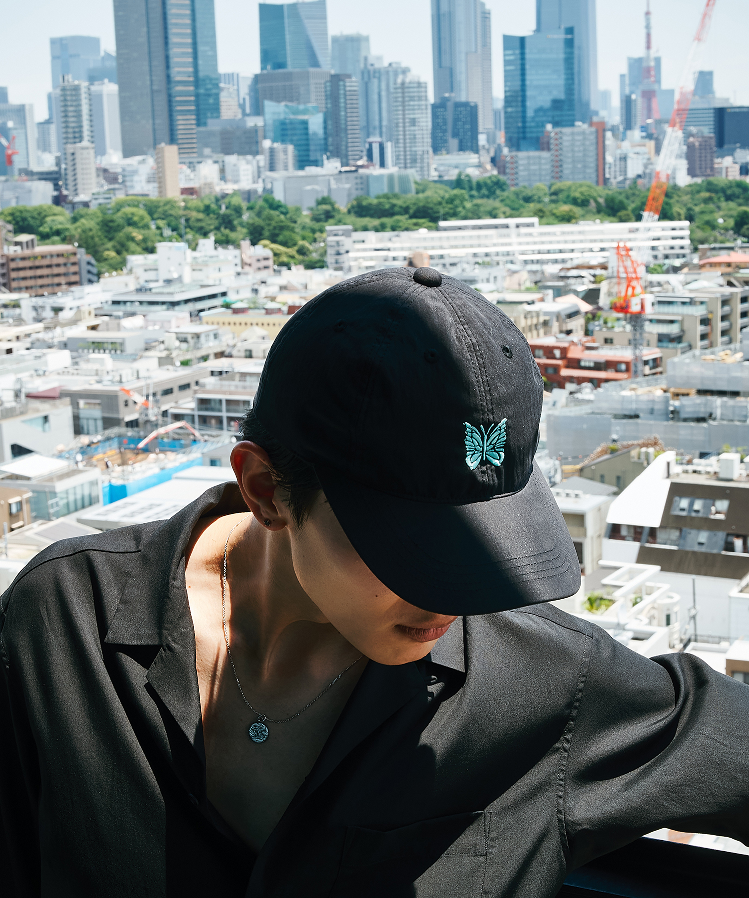 別注 Nylon Cap - Papillon Embroidery MINT NEEDLES
