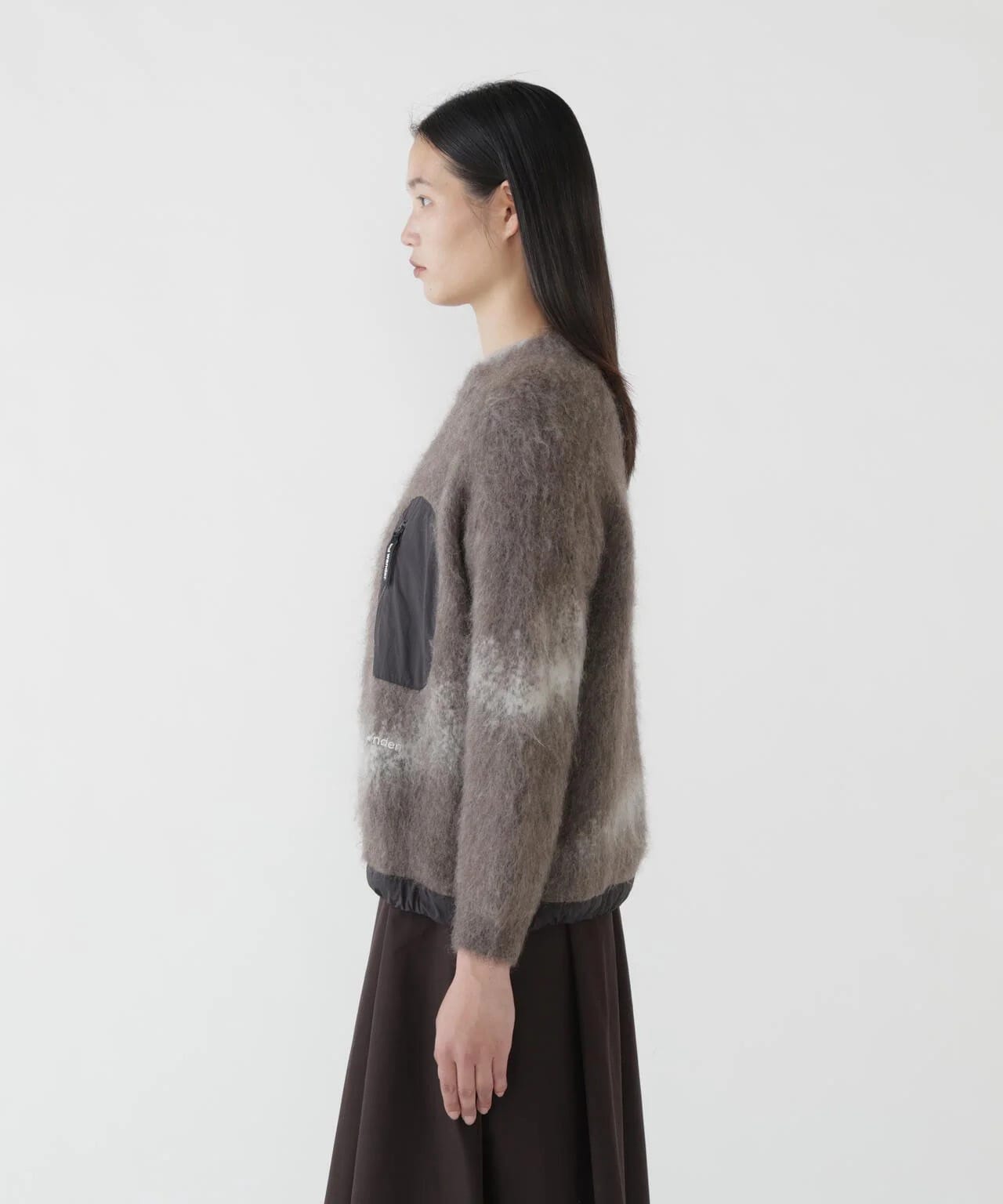 jacquard shaggy knit crew neck and wander