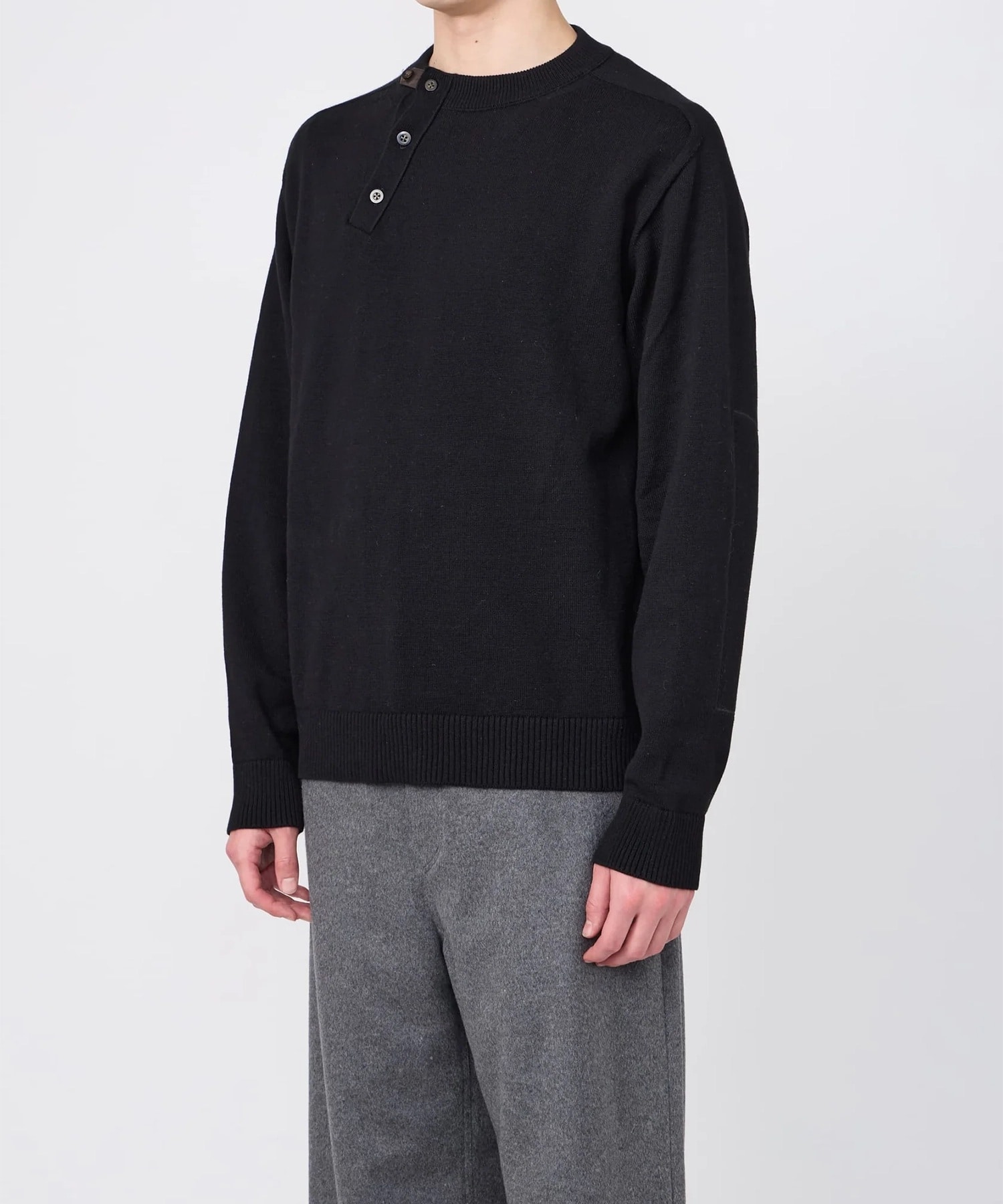 LEATHER TAB KNIT PULLOVER IRENISA