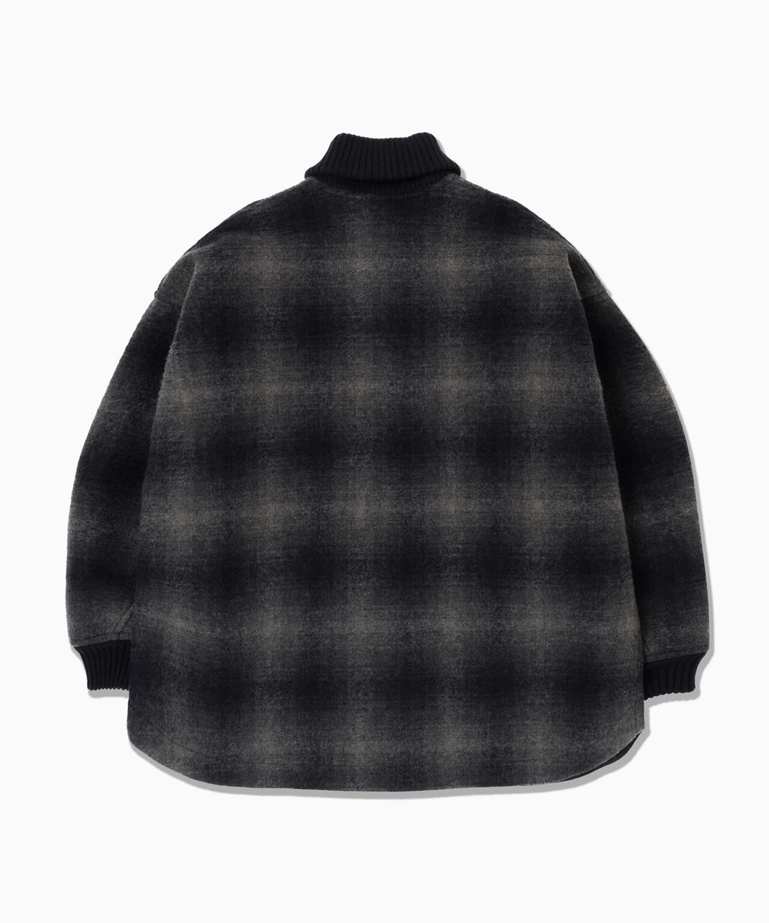 wool shaggy check jacket long and wander